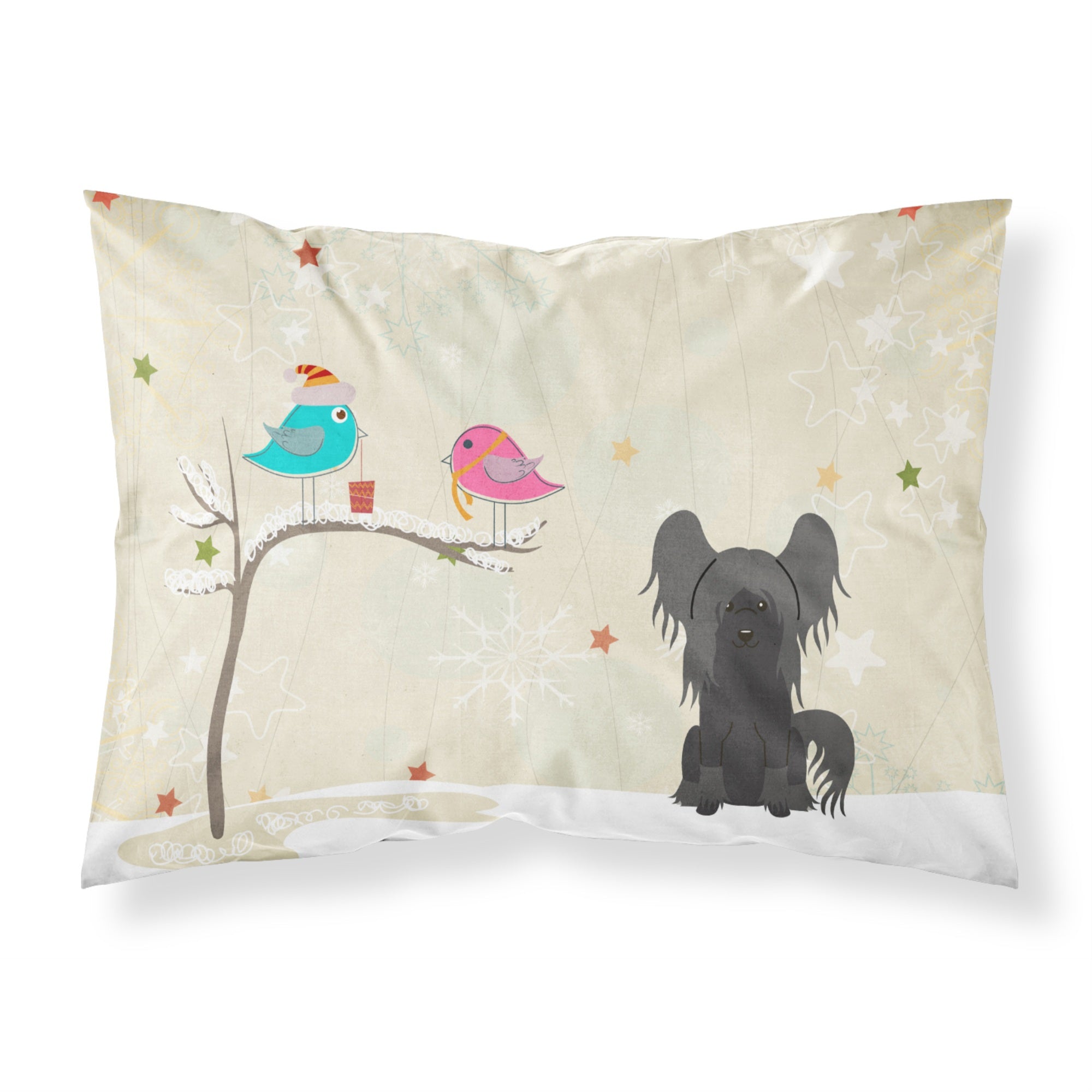 Caroline'S Treasures Christmas Presents Friends Chinese Crested Black Fabric Standard Pillowcase Bb2584Pillowcase