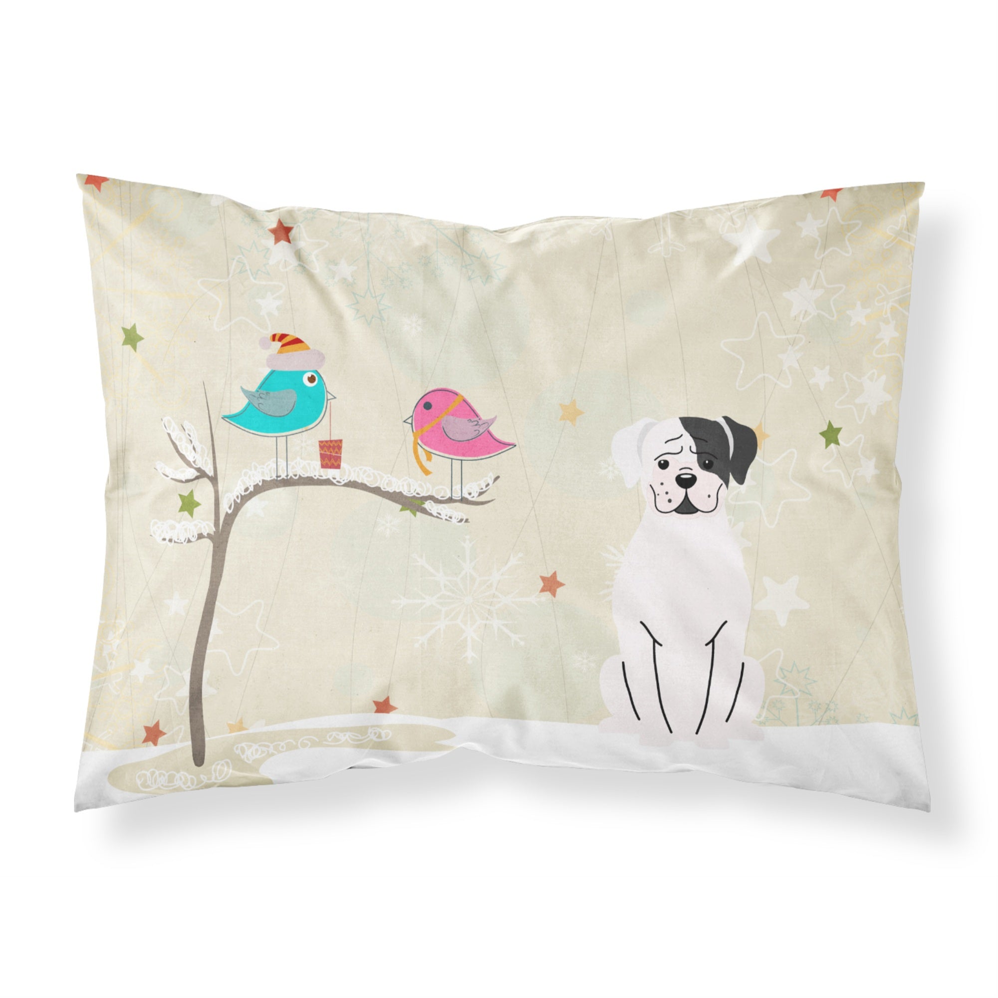 'Caroline'S Treasures Christmas Presents Between Friends White Boxer Cooper Fabric Standard Pillowcase Bb2586Pillowcase, Multic