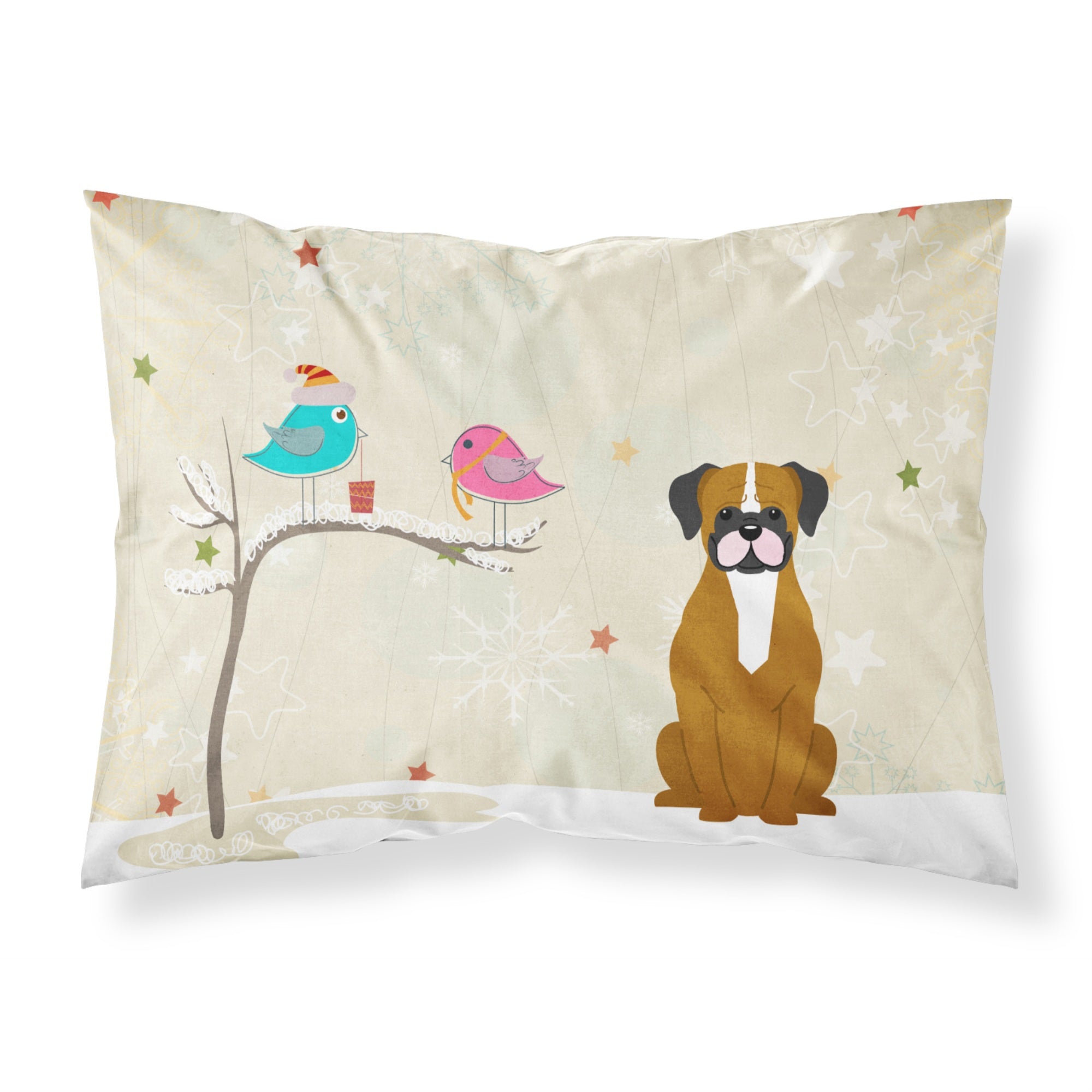 Caroline'S Treasures Christmas Presents Friends Flashy Fawn Boxer Fabric Standard Pillowcase Bb2588Pillowcase