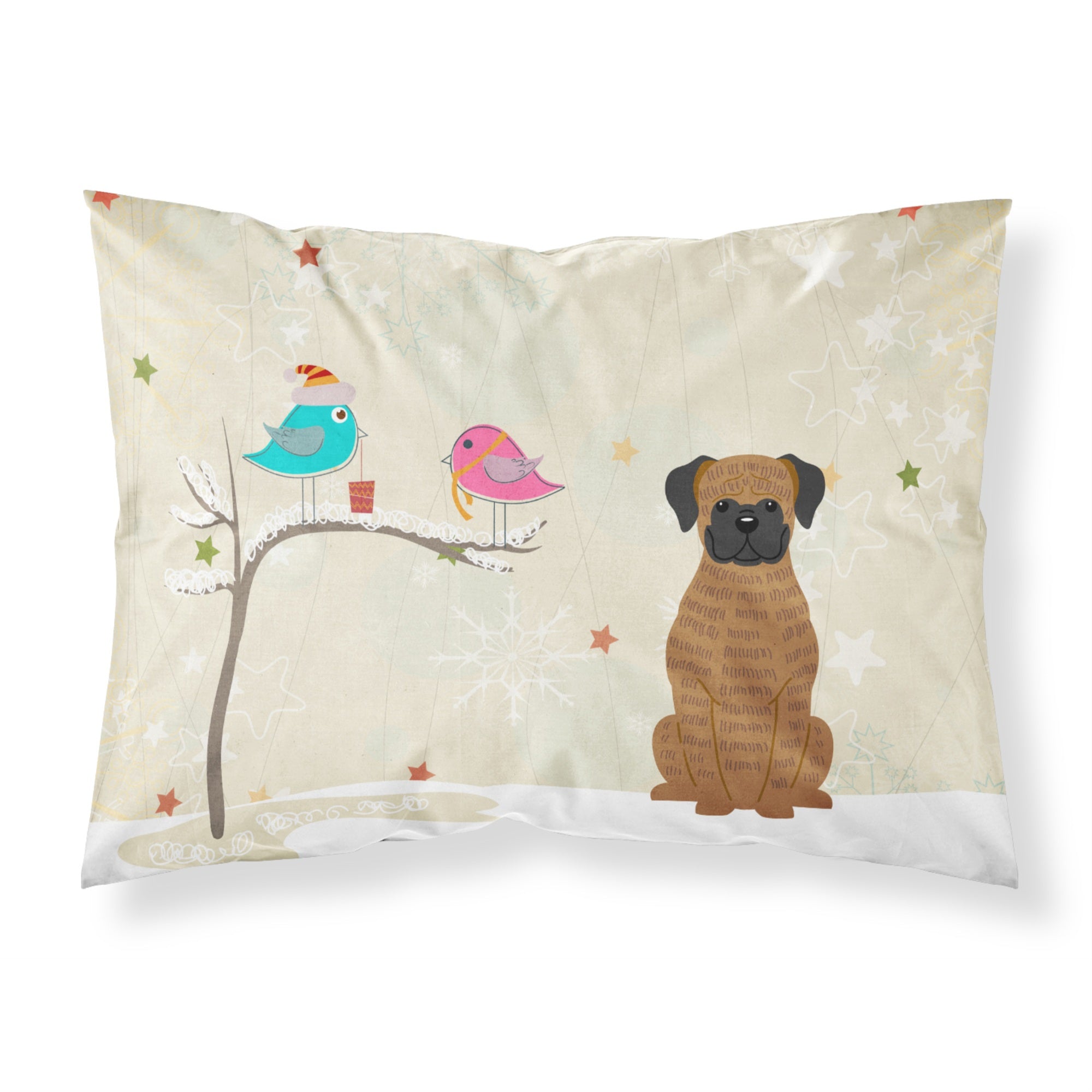 'Caroline'S Treasures Christmas Presents Between Friends Brindle Boxer Fabric Standard Pillowcase Bb2589Pillowcase, Multicolor'