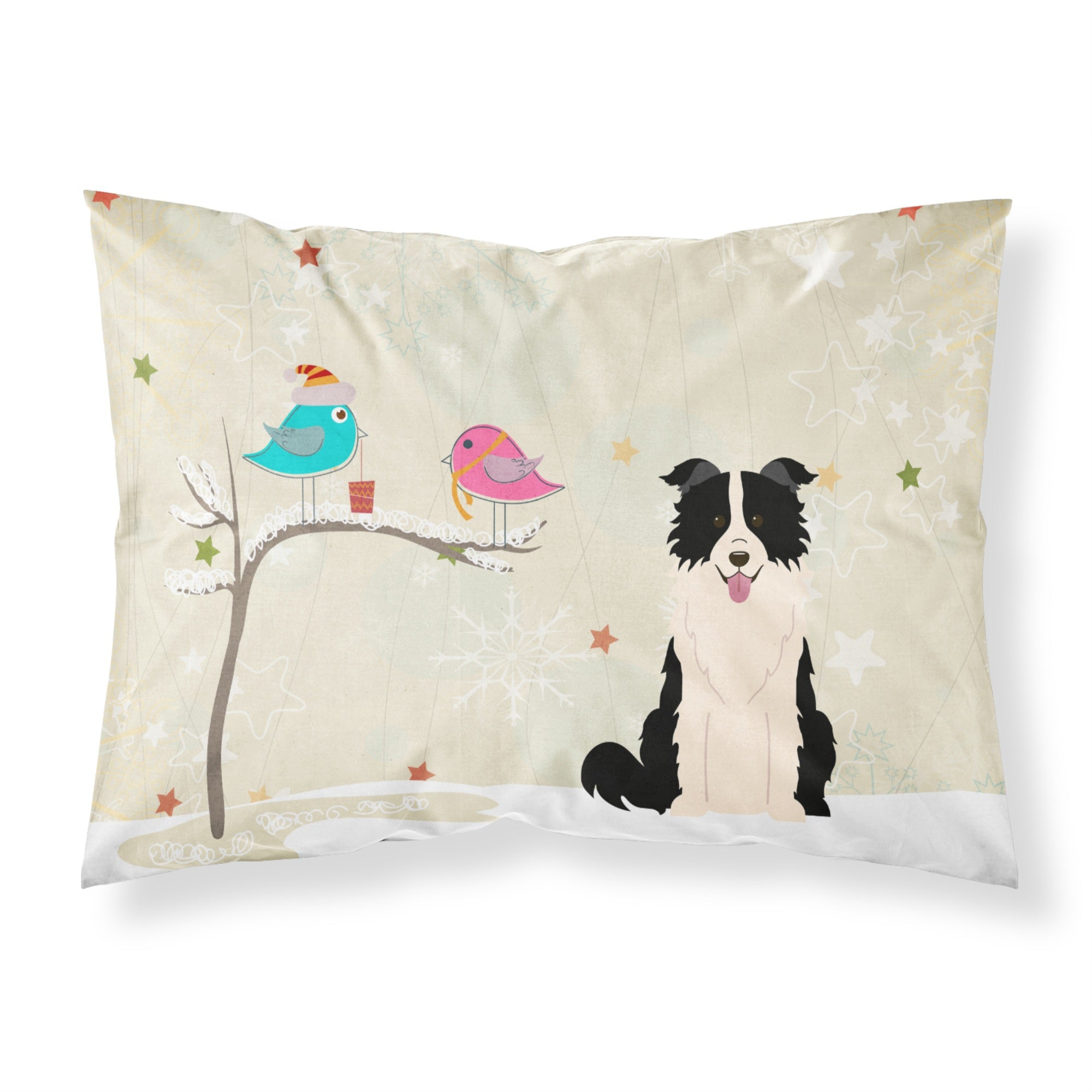 Caroline'S Treasures Christmas Presents Friends Border Collie Black White Fabric Standard Pillowcase Bb2590Pillowcase