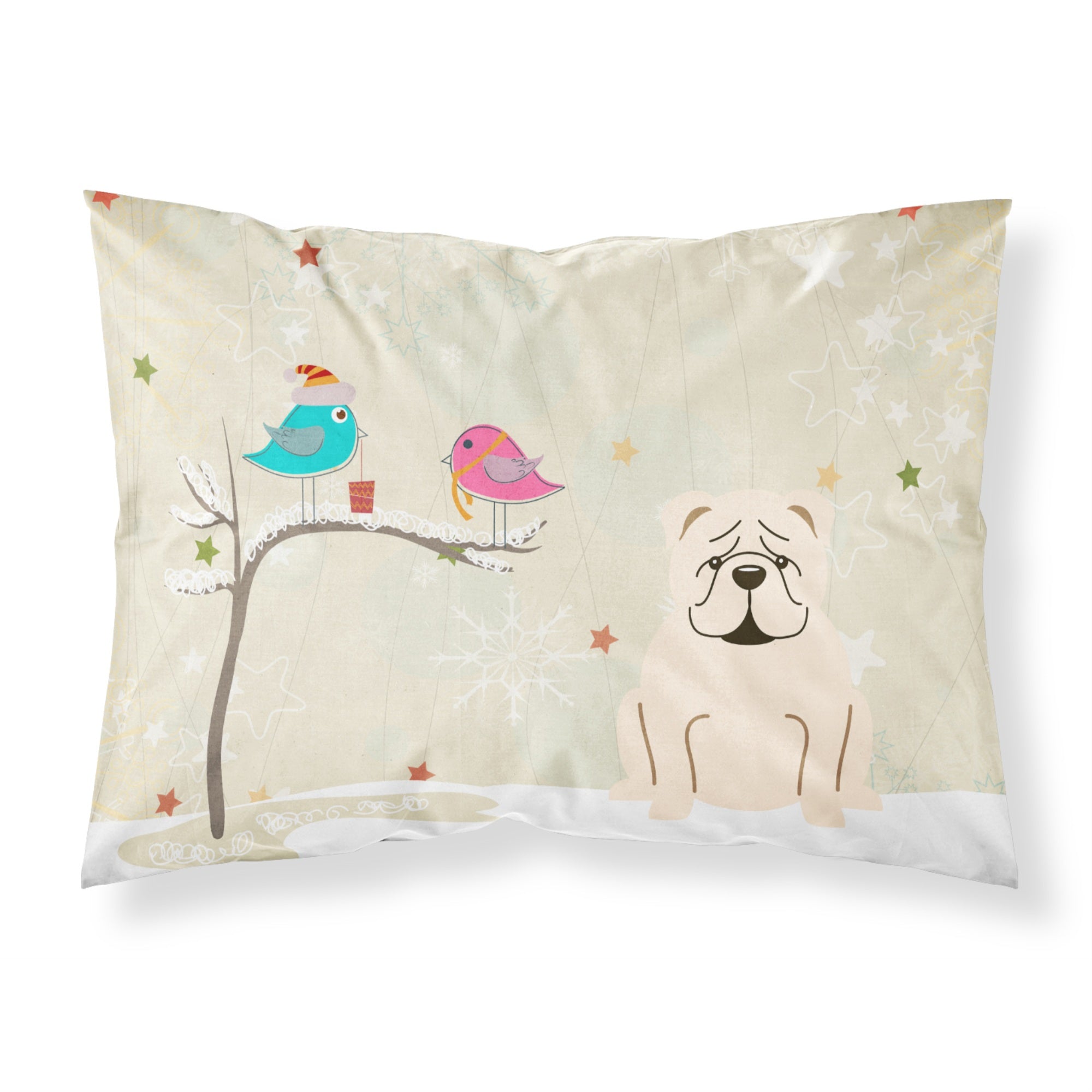 Caroline'S Treasures Christmas Presents Friends English Bulldog White Fabric Standard Pillowcase Bb2595Pillowcase