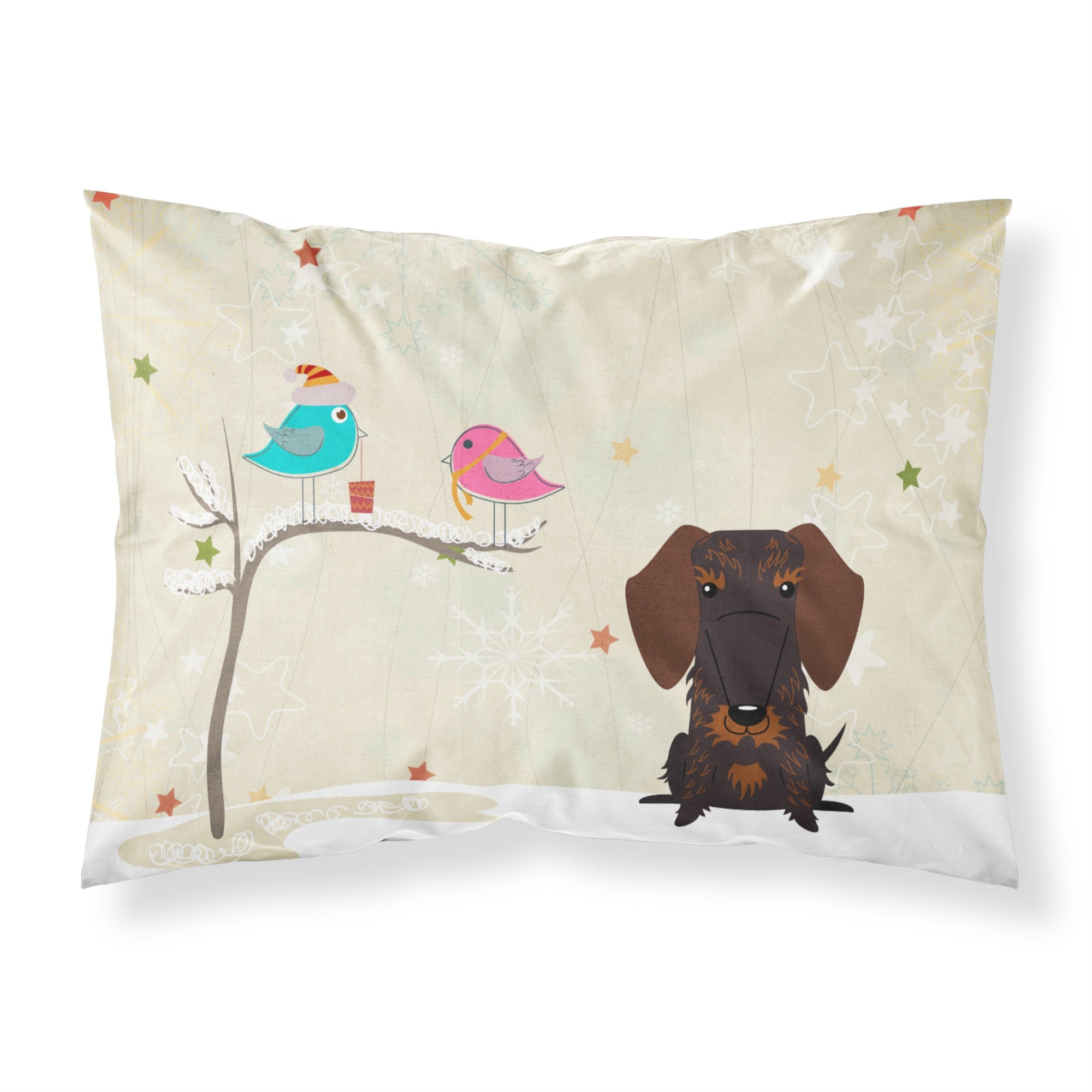 Caroline'S Treasures Christmas Presents Friends Wire Haired Dachshund Chocolate Fabric Standard Pillowcase Bb2601Pillowcase