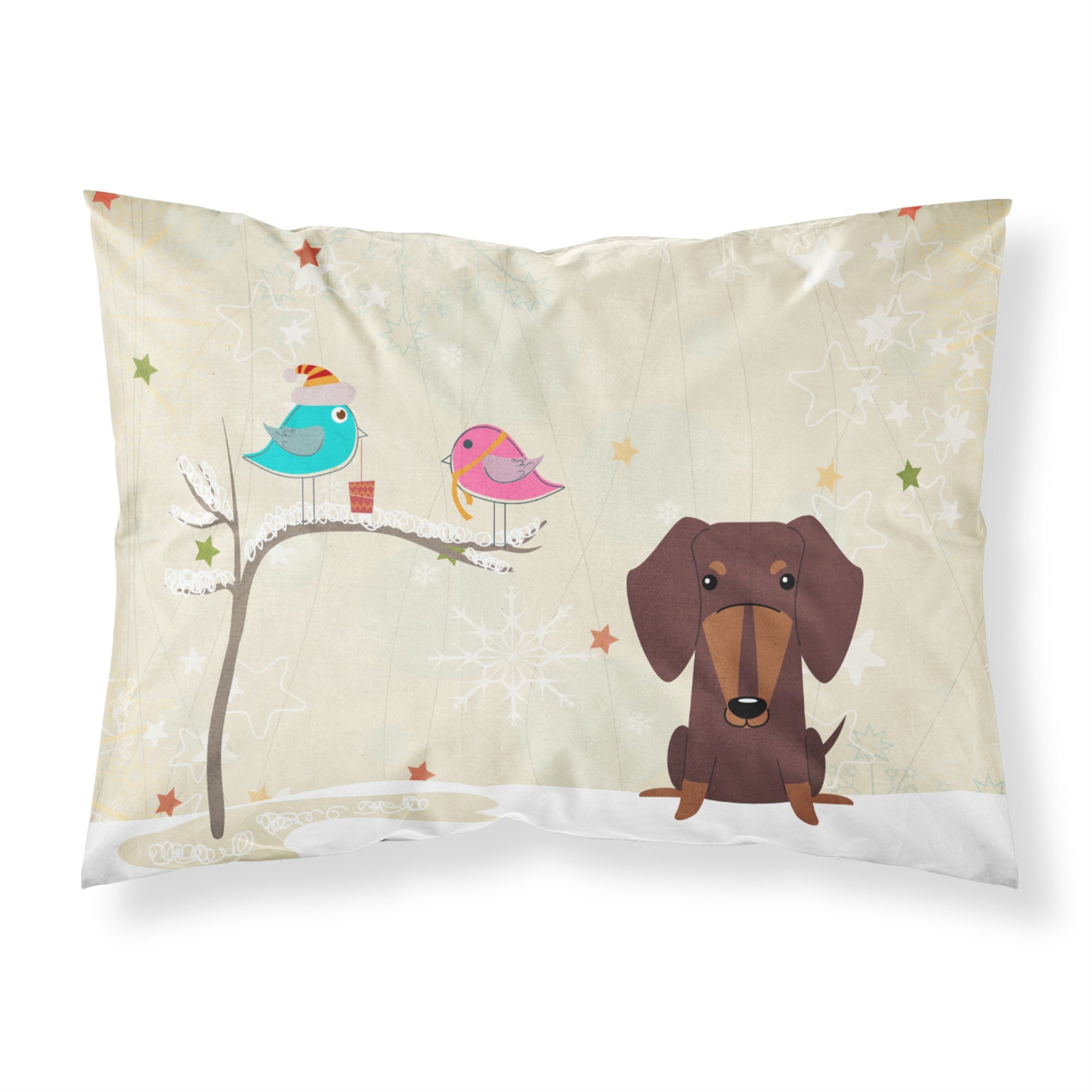 Caroline'S Treasures Christmas Presents Friends Dachshund Chocolate Fabric Standard Pillowcase Bb2603Pillowcase