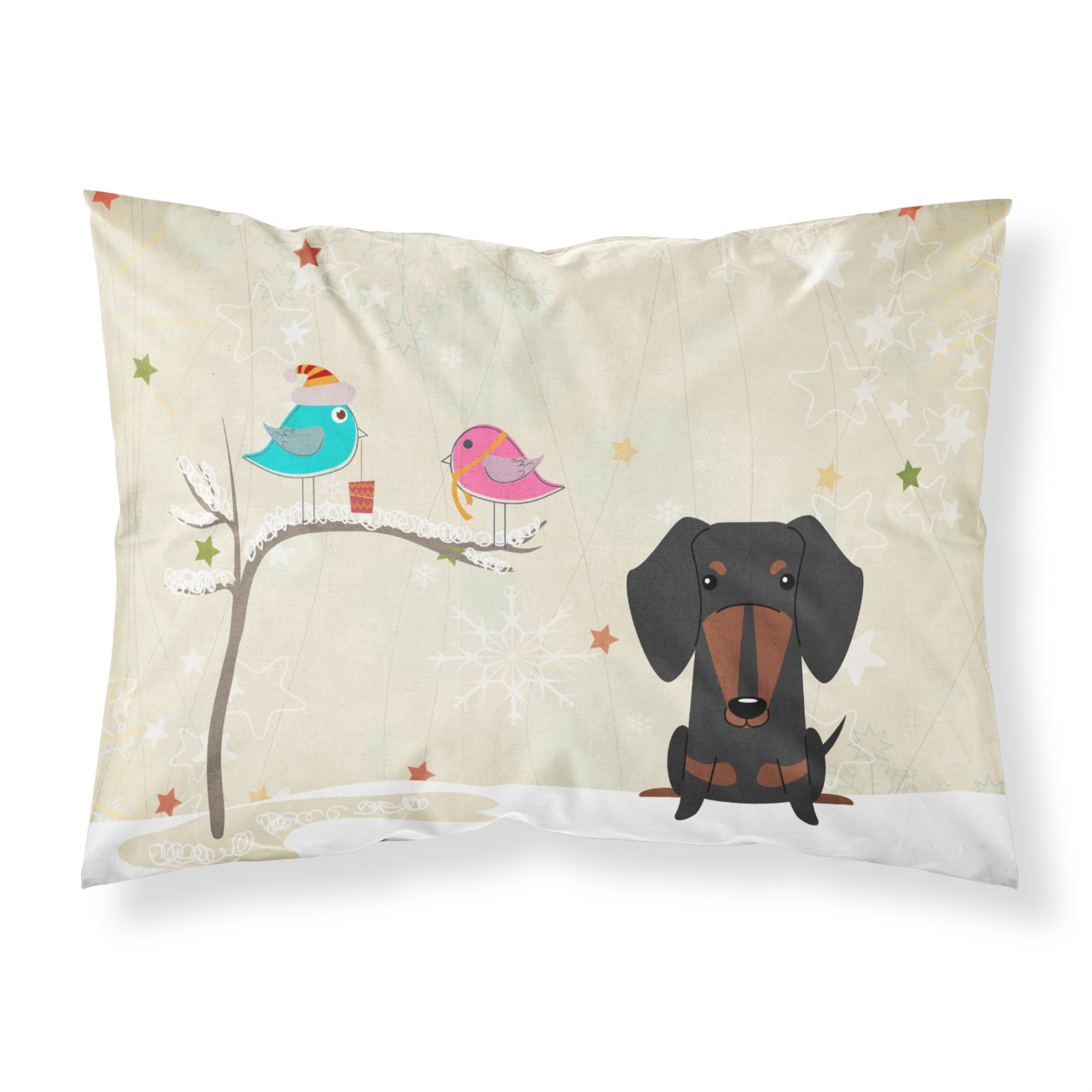 Caroline'S Treasures Christmas Presents Friends Dachshund Black Tan Fabric Standard Pillowcase Bb2604Pillowcase