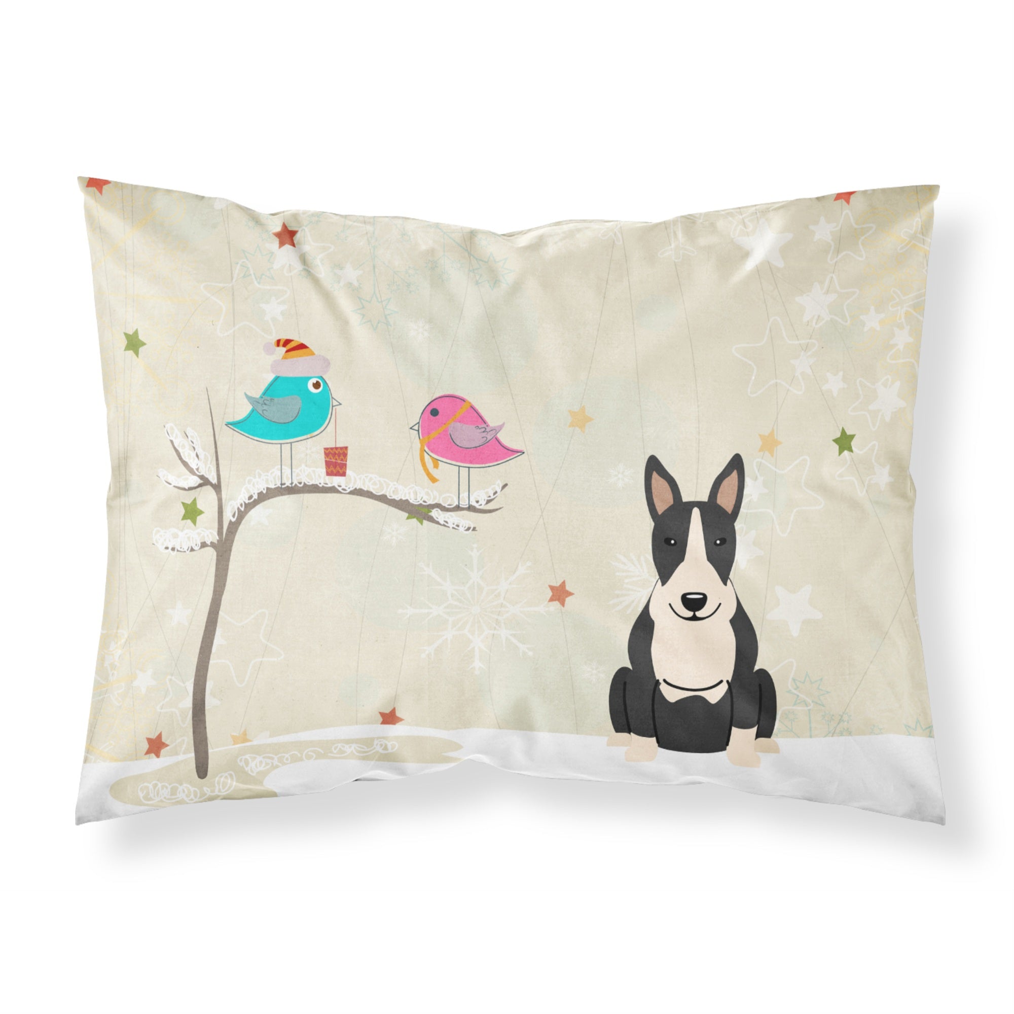 'Caroline'S Treasures Christmas Presents Between Friends Bull Terrier Black White Fabric Standard Pillowcase Bb2605Pillowcase,