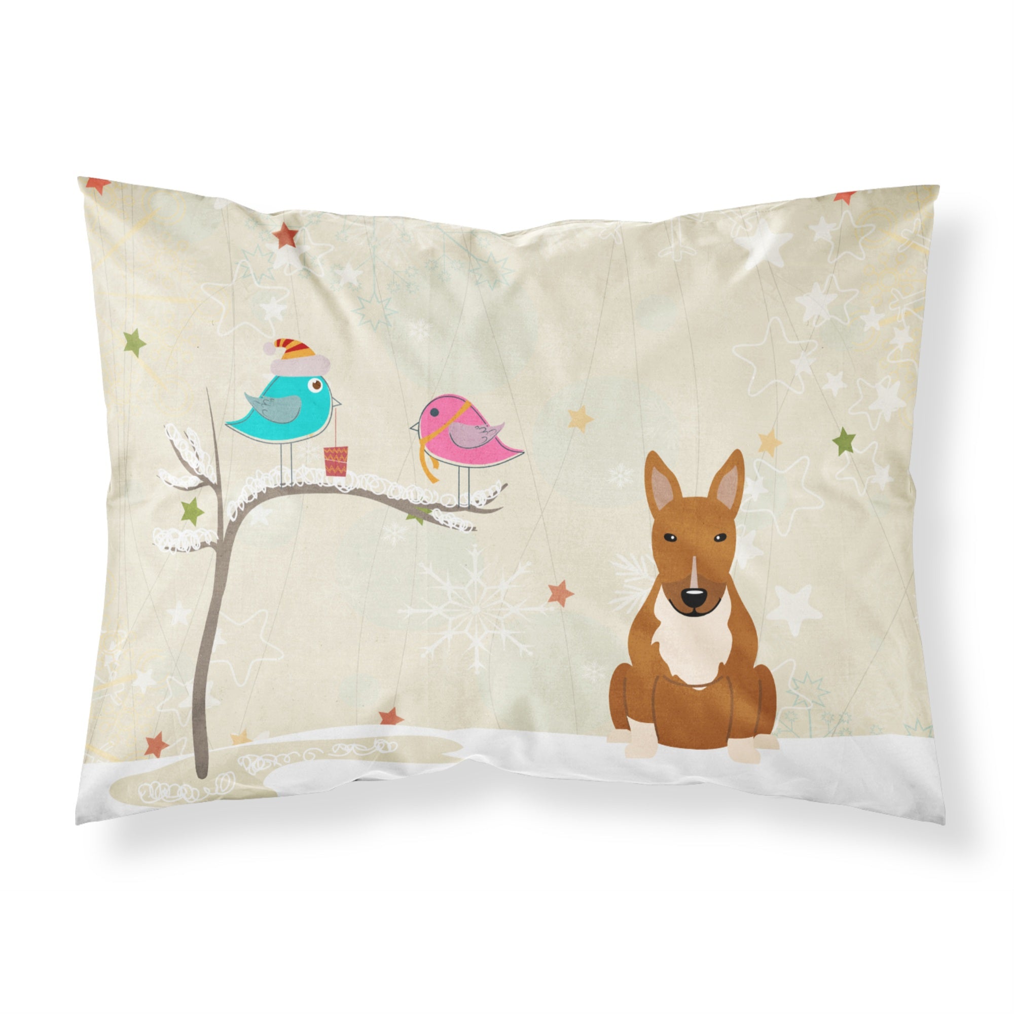 'Caroline'S Treasures Christmas Presents Between Friends Bull Terrier Red Fabric Standard Pillowcase Bb2606Pillowcase, Multicol