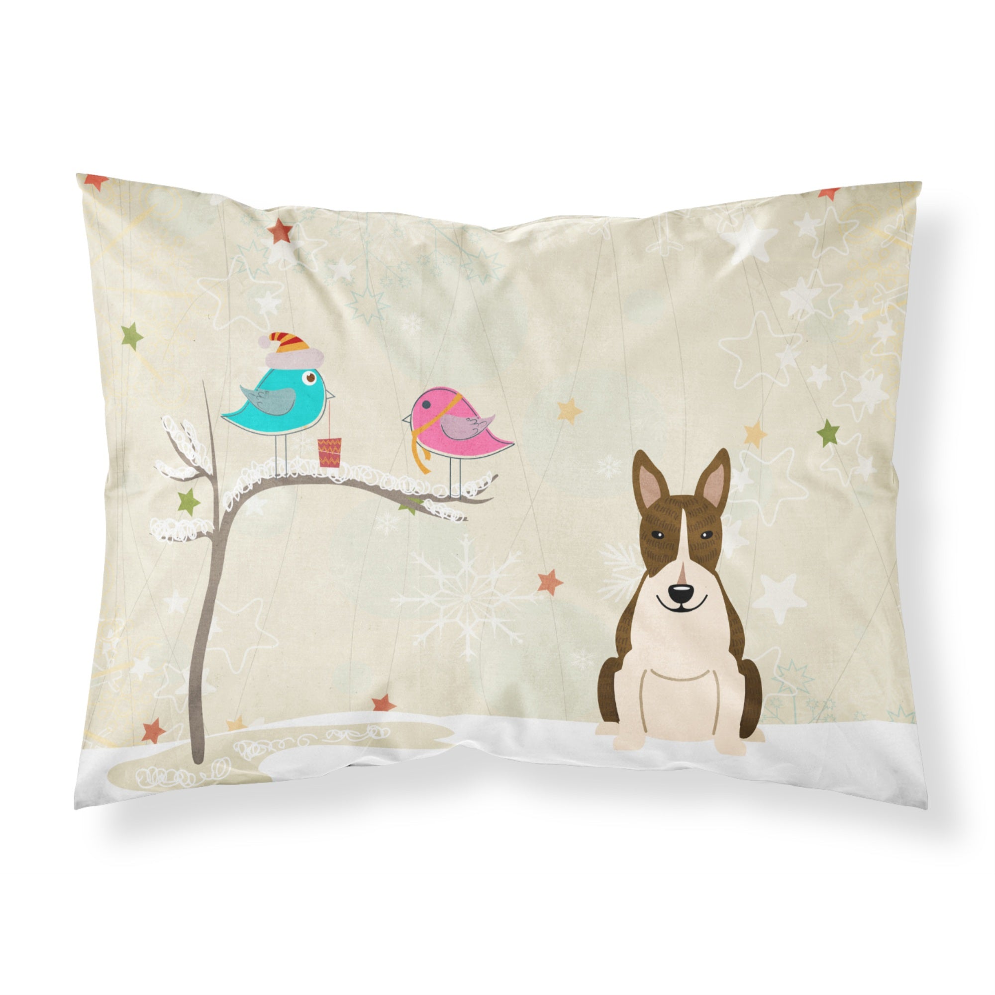 'Caroline'S Treasures Christmas Presents Between Friends Bull Terrier Dark Brindle Fabric Standard Pillowcase Bb2608Pillowcase,