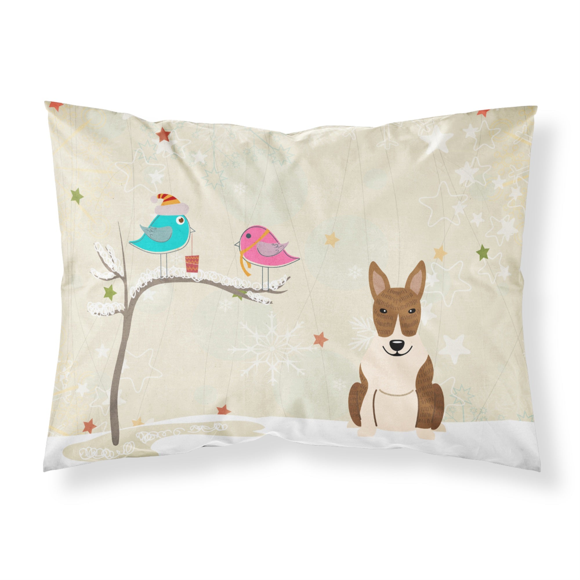 'Caroline'S Treasures Christmas Presents Between Friends Bull Terrier Brindle Fabric Standard Pillowcase Bb2609Pillowcase, Mult