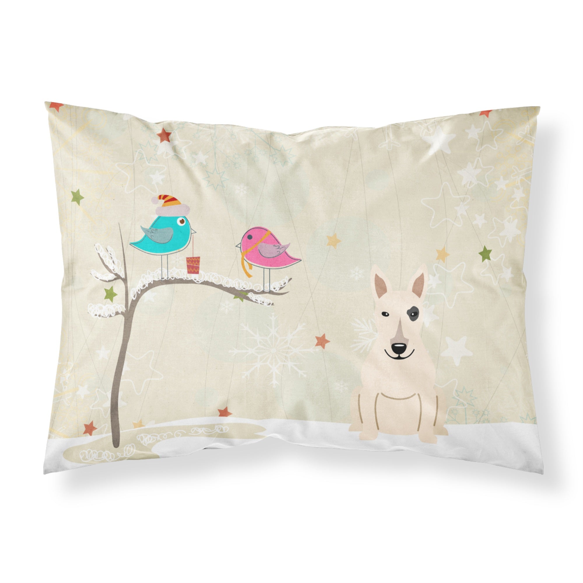 Caroline'S Treasures Christmas Presents Friends Bull Terrier White Fabric Standard Pillowcase Bb2610Pillowcase