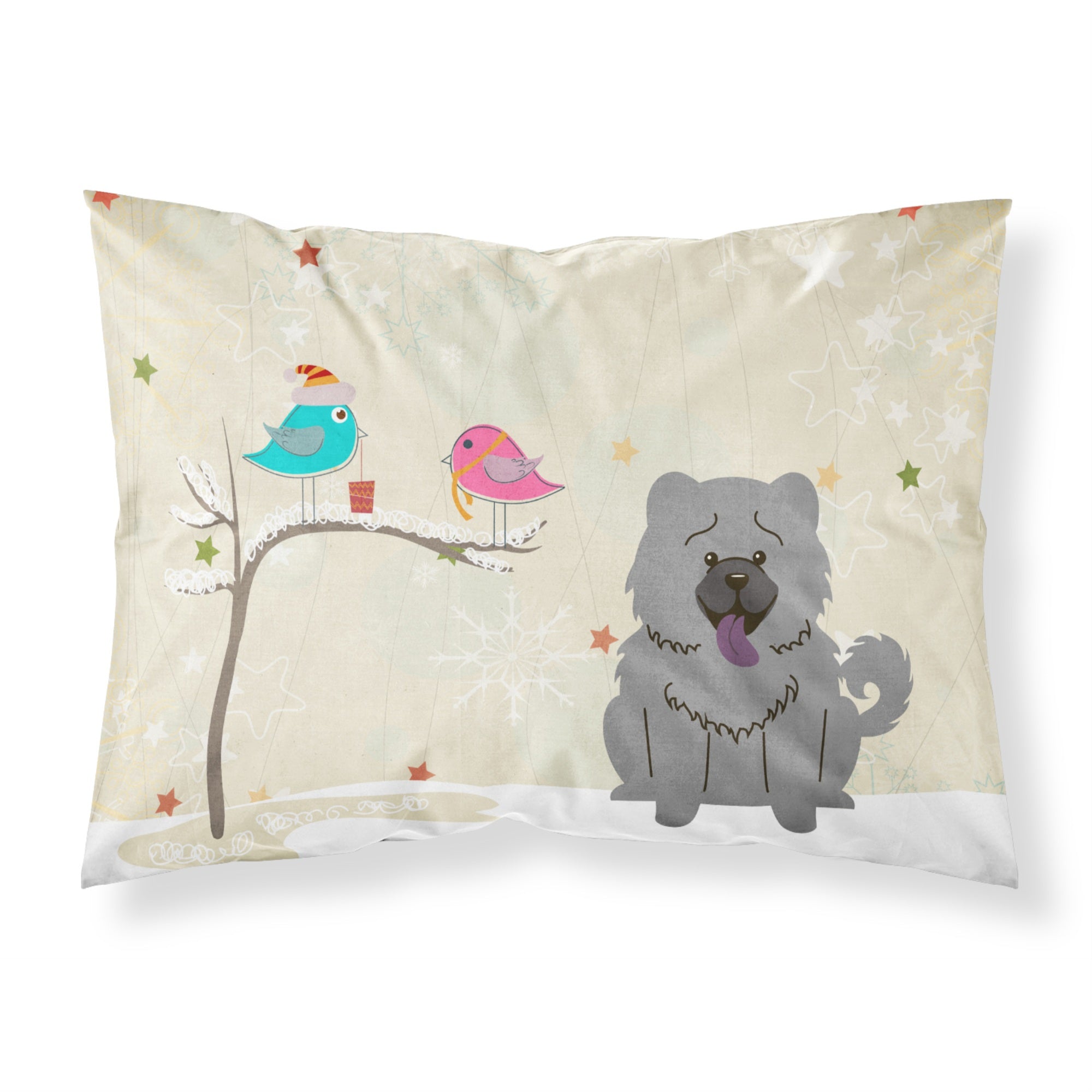 Caroline'S Treasures Christmas Presents Friends Chow Blue Fabric Standard Pillowcase Bb2611Pillowcase