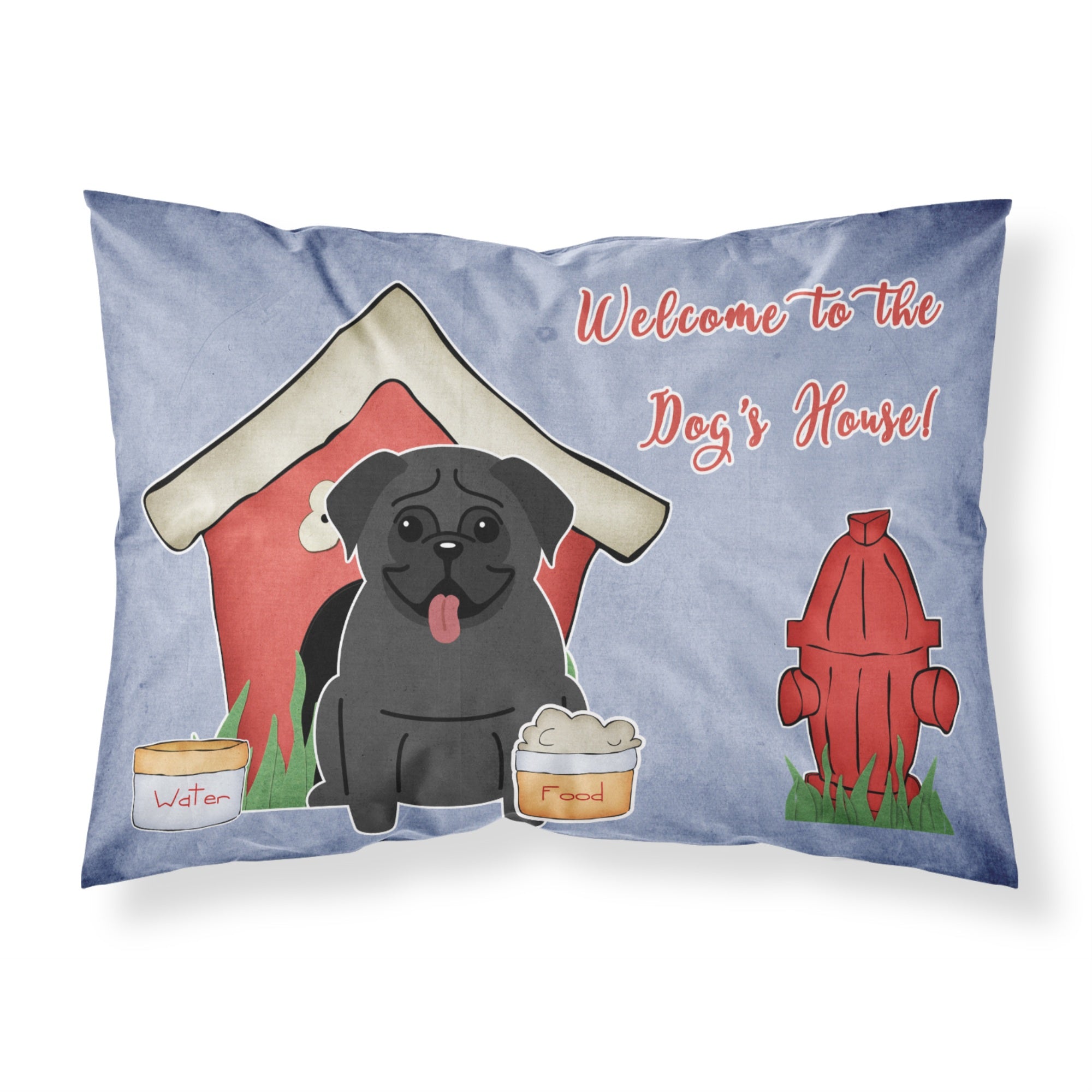 'Caroline'S Treasures Dog House Collection Pug Black Fabric Standard Pillowcase Bb2760Pillowcase, Multicolor'