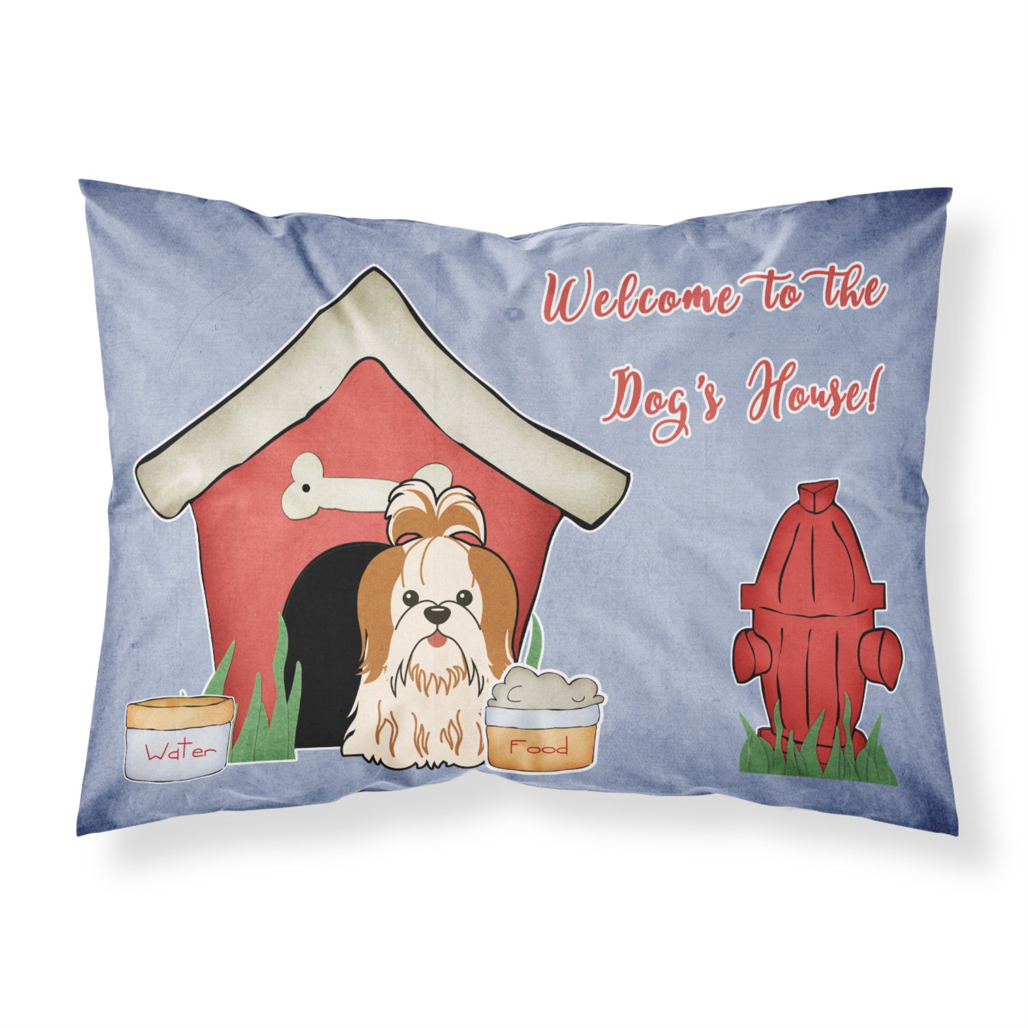 'Caroline'S Treasures Dog House Collection Shih Tzu Red White Fabric Standard Pillowcase Bb2841Pillowcase, Multicolor'