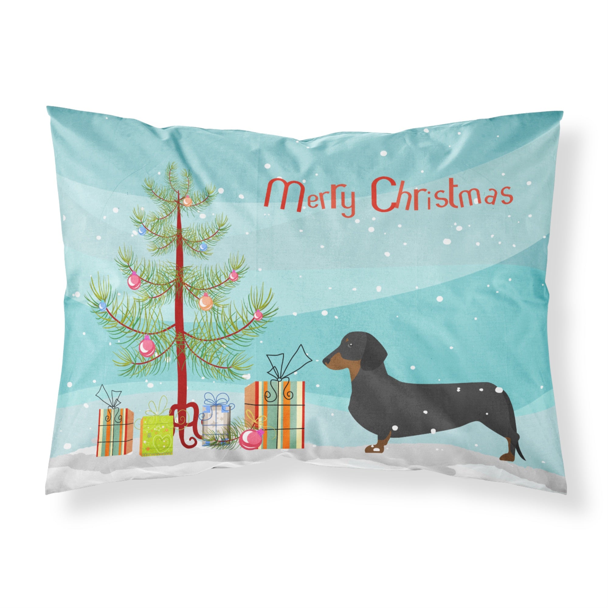 Caroline'S Treasures Christmas Tree Dachshund Merry Fabric Standard Pillowcase Bb2900Pillowcase