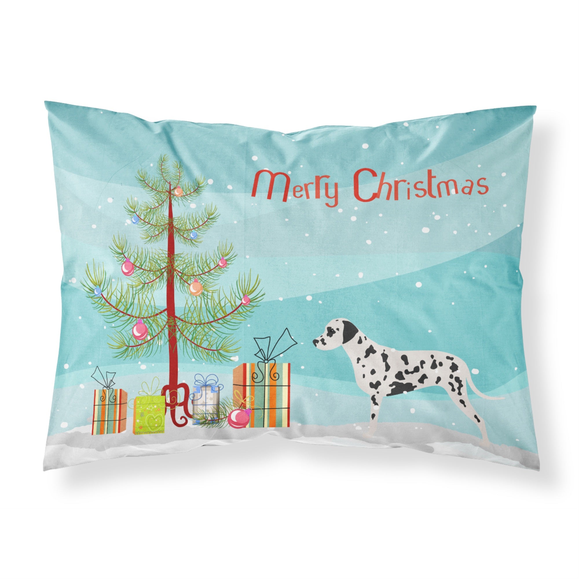 Caroline'S Treasures Christmas Tree Dalmatian Merry Fabric Standard Pillowcase Bb2901Pillowcase