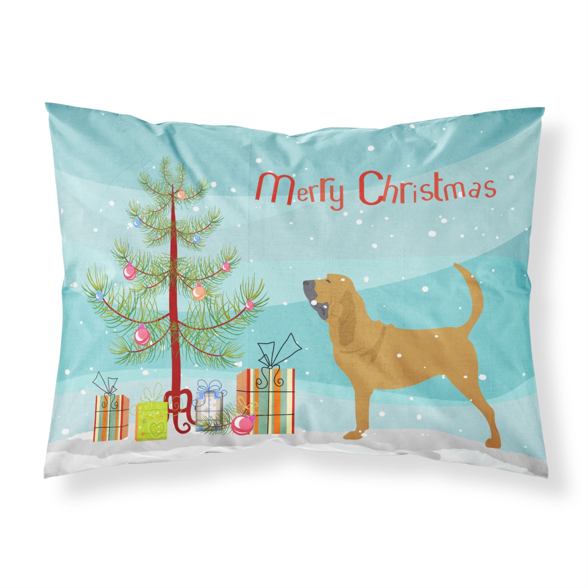 Caroline'S Treasures Christmas Tree Bloodhound Merry Fabric Standard Pillowcase Bb2902Pillowcase