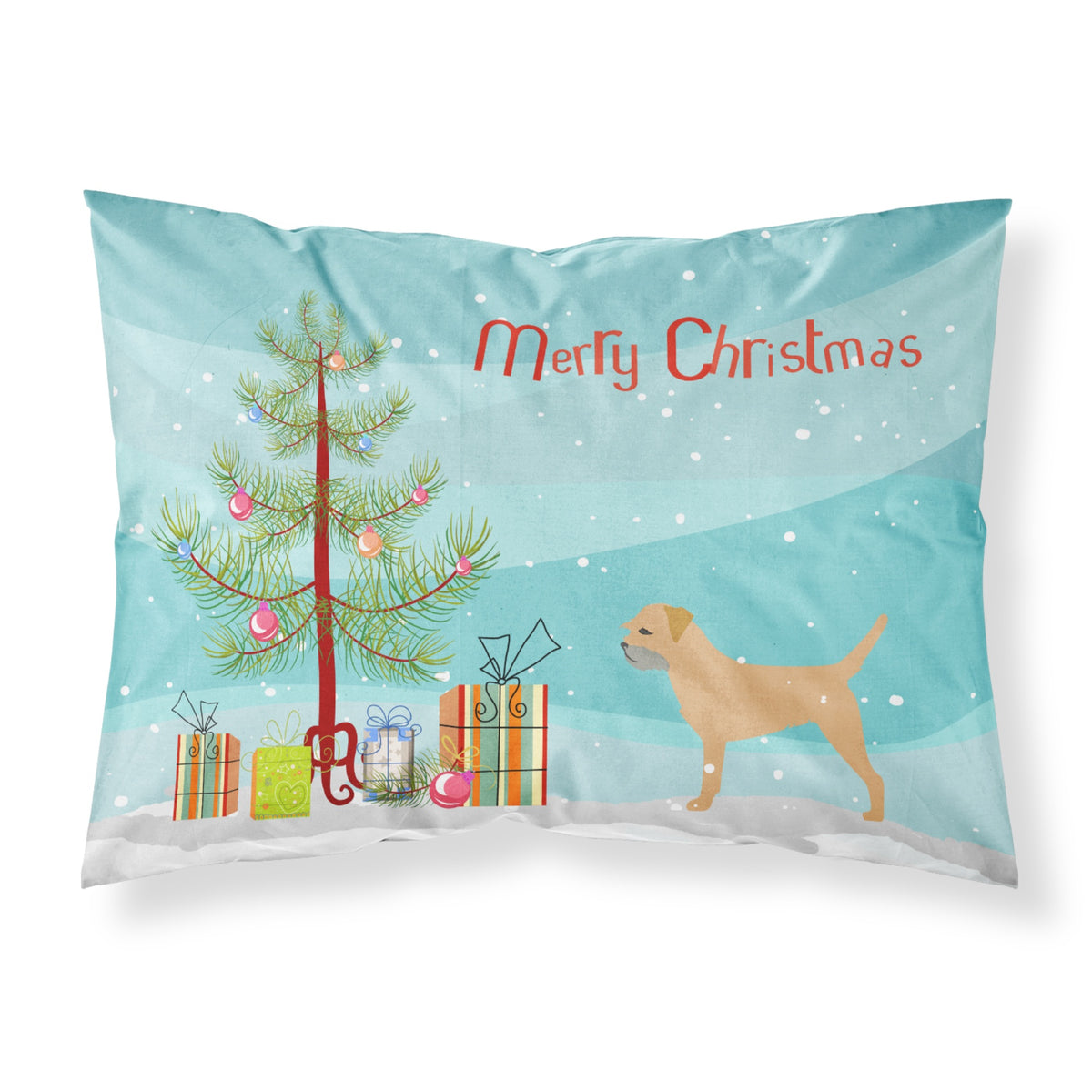 Caroline'S Treasures Christmas Tree Border Terrier Merry Fabric Standard Pillowcase Bb2907Pillowcase