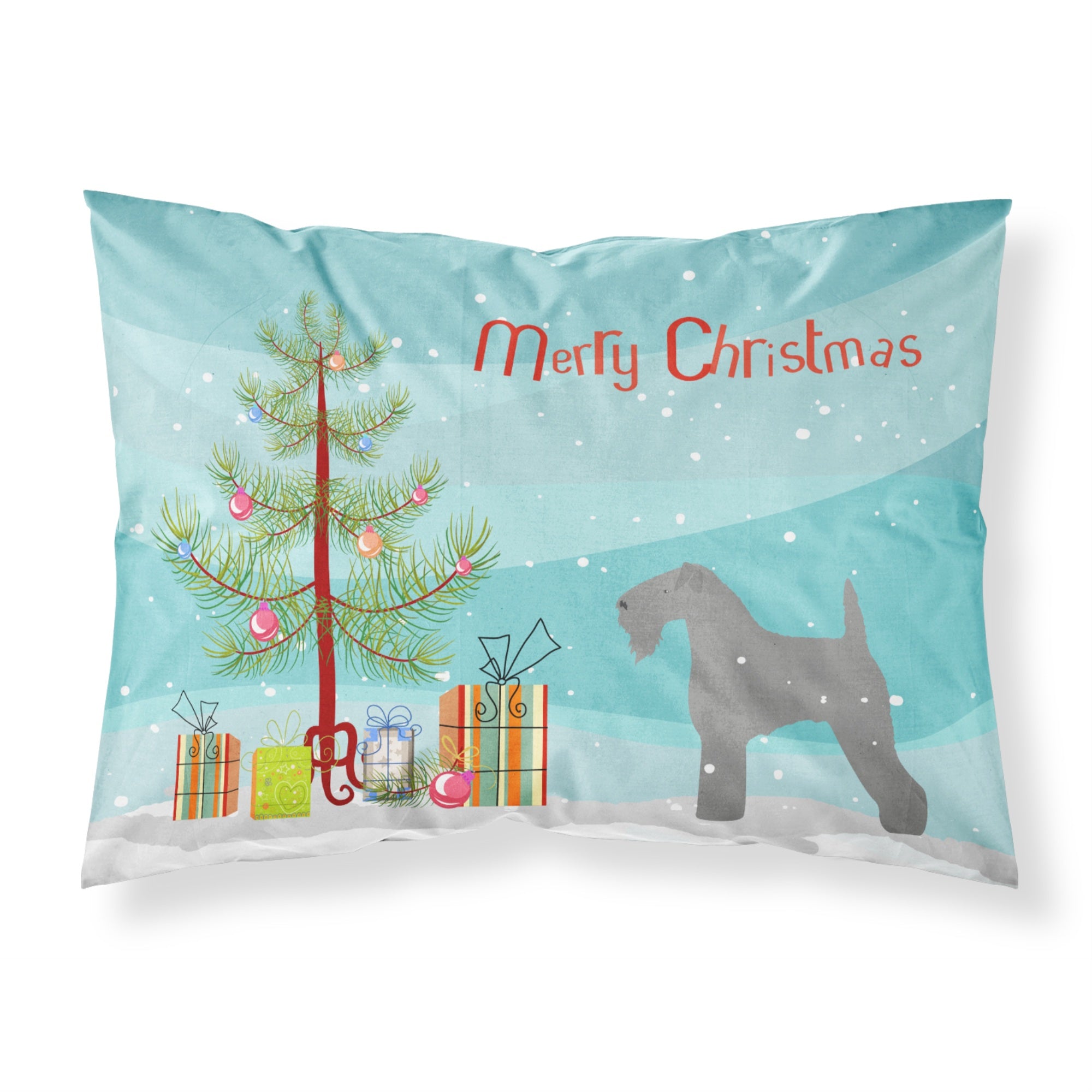 Caroline'S Treasures Christmas Tree Kerry Blue Terrier Merry Fabric Standard Pillowcase Bb2910Pillowcase