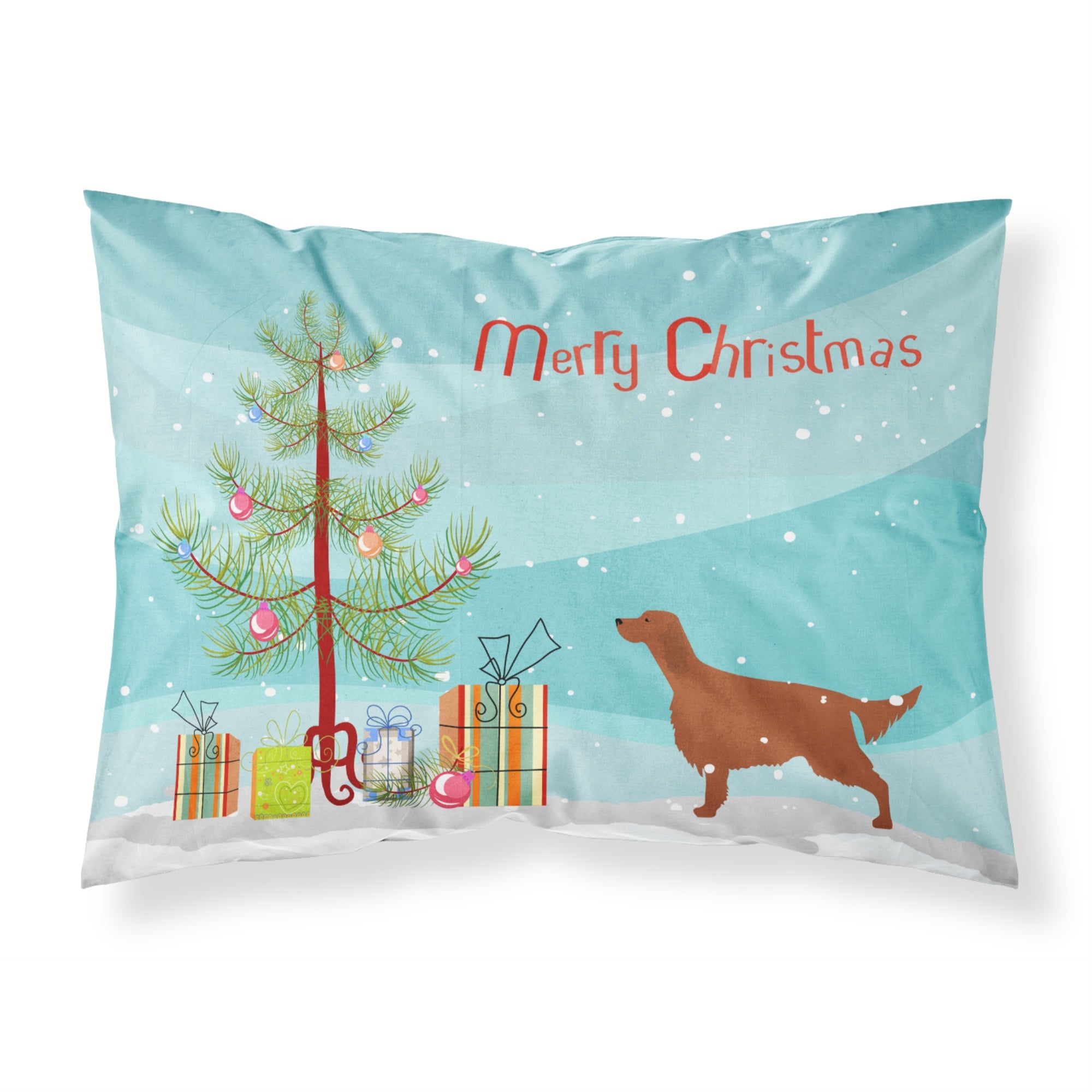 Caroline'S Treasures Christmas Tree Irish Setter Merry Fabric Standard Pillowcase Bb2911Pillowcase