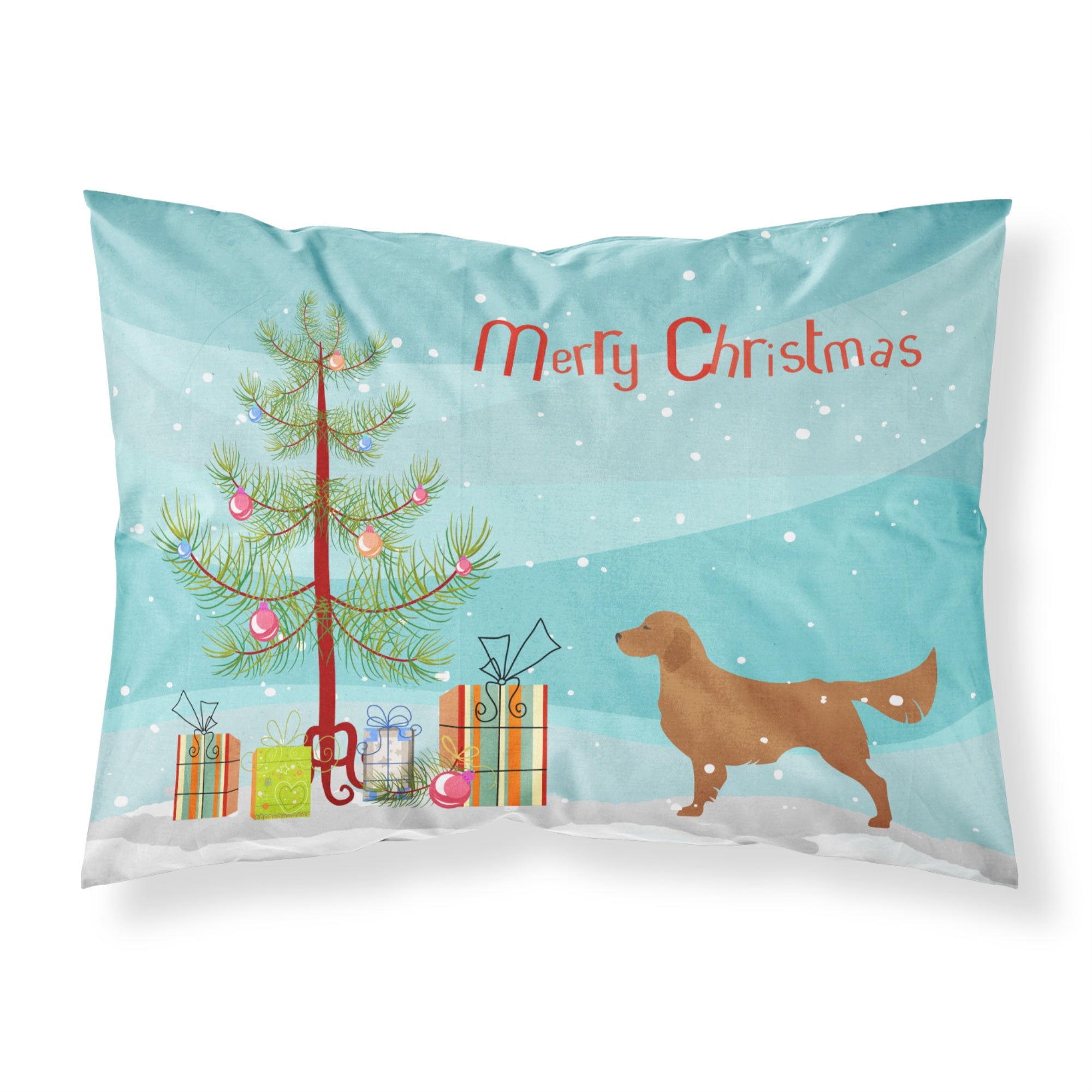 Caroline'S Treasures Christmas Tree Golden Retriever Merry Fabric Standard Pillowcase Bb2922Pillowcase