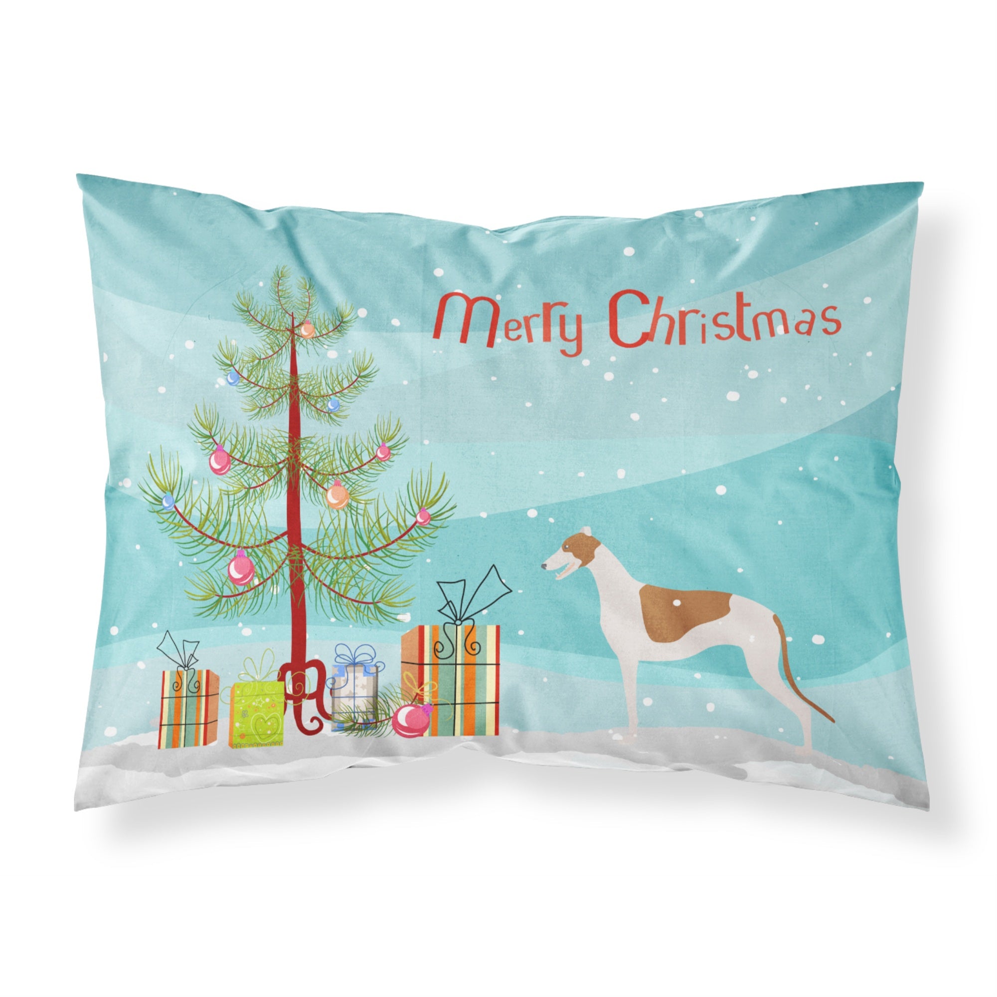 Caroline'S Treasures Christmas Tree Greyhound Merry Fabric Standard Pillowcase Bb2923Pillowcase