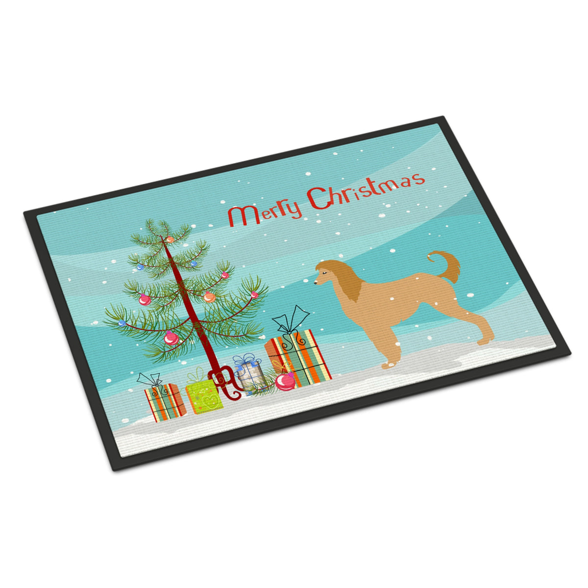 CarolineS Treasures Afghan Hound Merry Christmas Tree Indoor Or Outdoor Mat 18X27 Bb2924Mat 18 Inch  Inch  X 27 Inch  Inch  Multicolor