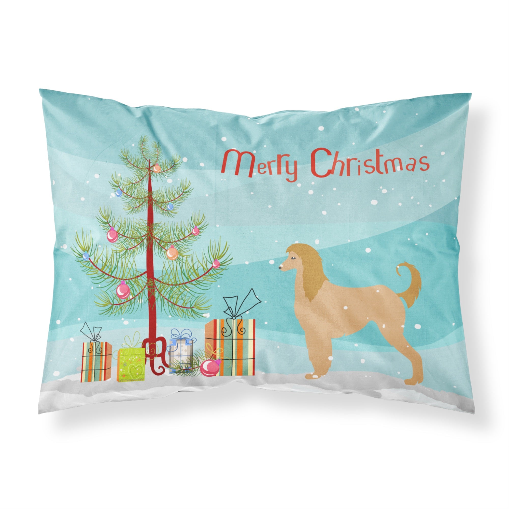 Caroline'S Treasures Christmas Tree Afghan Hound Merry Fabric Standard Pillowcase Bb2924Pillowcase