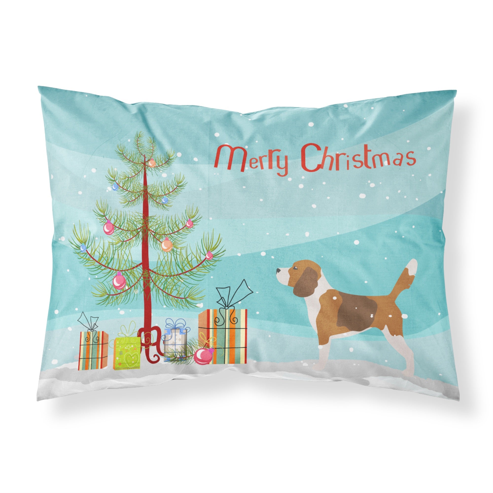Caroline'S Treasures Christmas Tree Beagle Merry Fabric Standard Pillowcase Bb2928Pillowcase