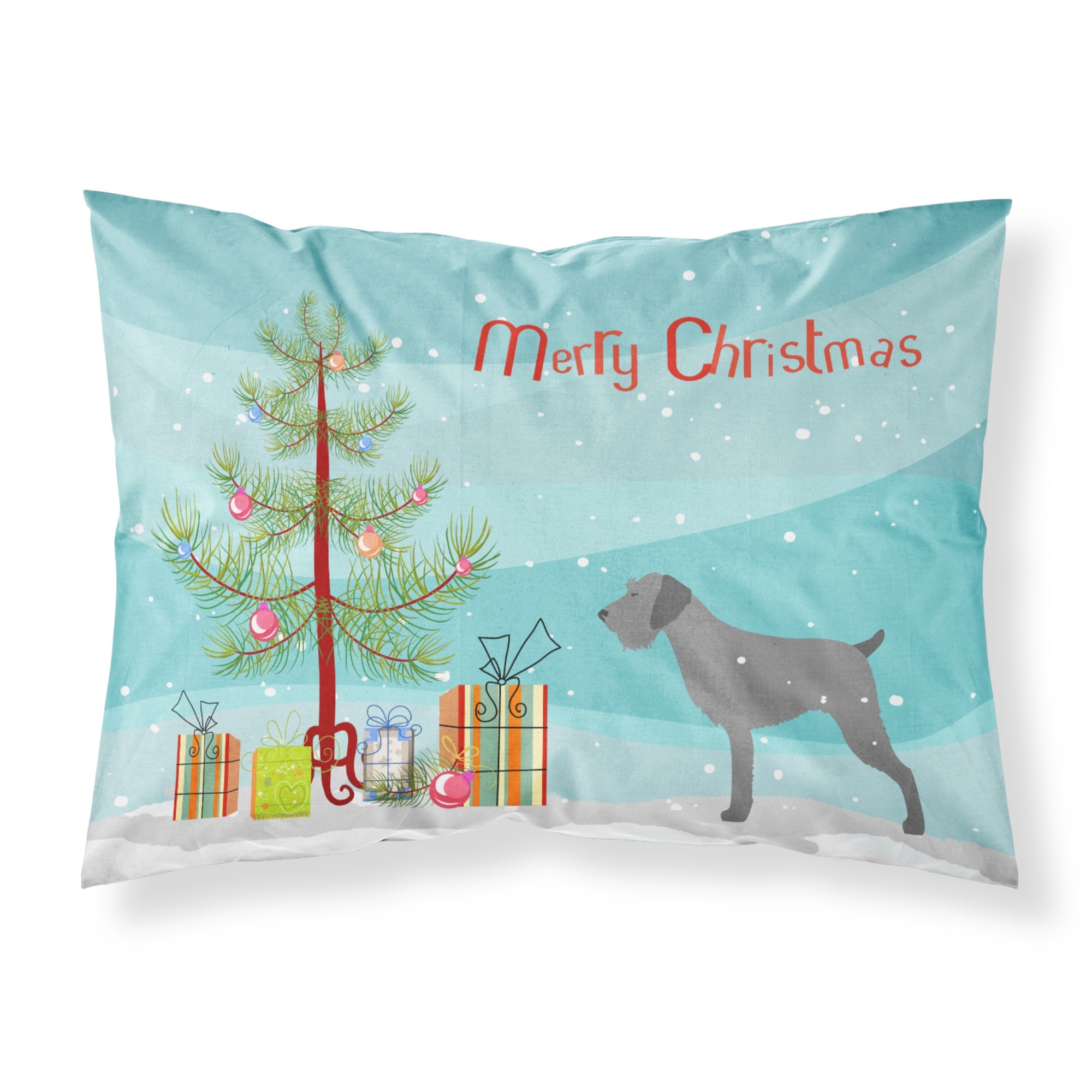'Caroline'S Treasures German Wirehaired Pointer Merry Christmas Tree Fabric Standard Pillowcase Bb2929Pillowcase, Multicolor'