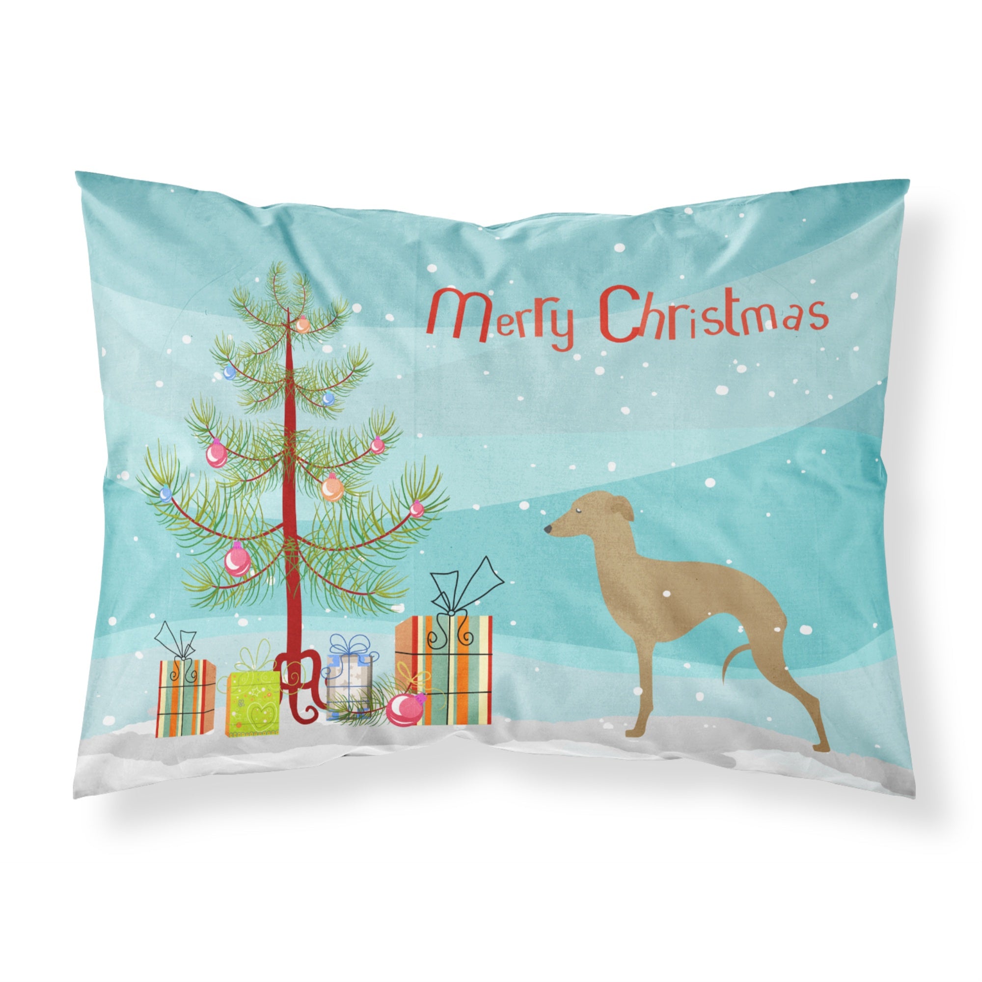 Caroline'S Treasures Christmas Tree Italian Greyhound Merry Fabric Standard Pillowcase Bb2932Pillowcase