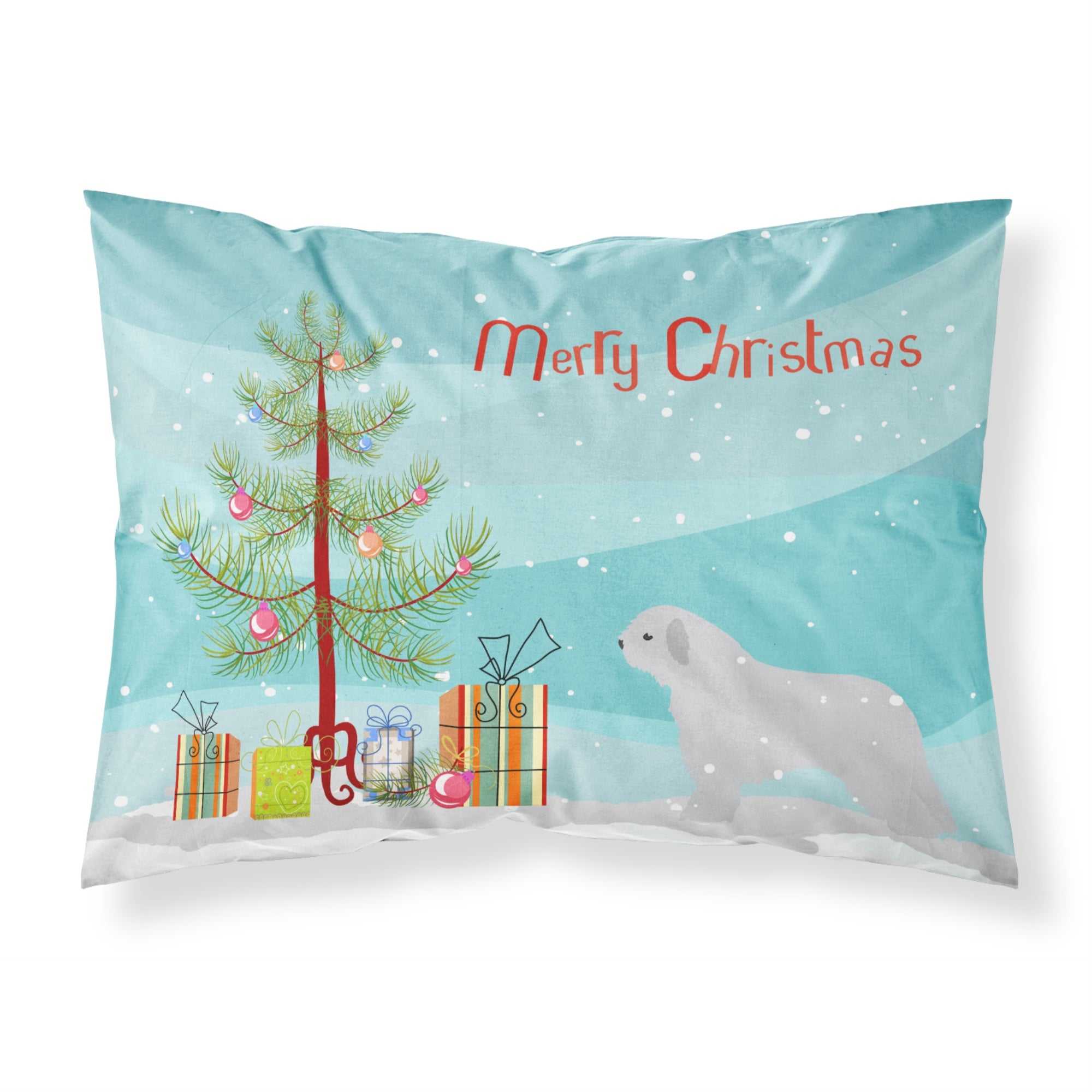 Caroline'S Treasures Christmas Tree Spanish Water Dog Merry Fabric Standard Pillowcase Bb2933Pillowcase