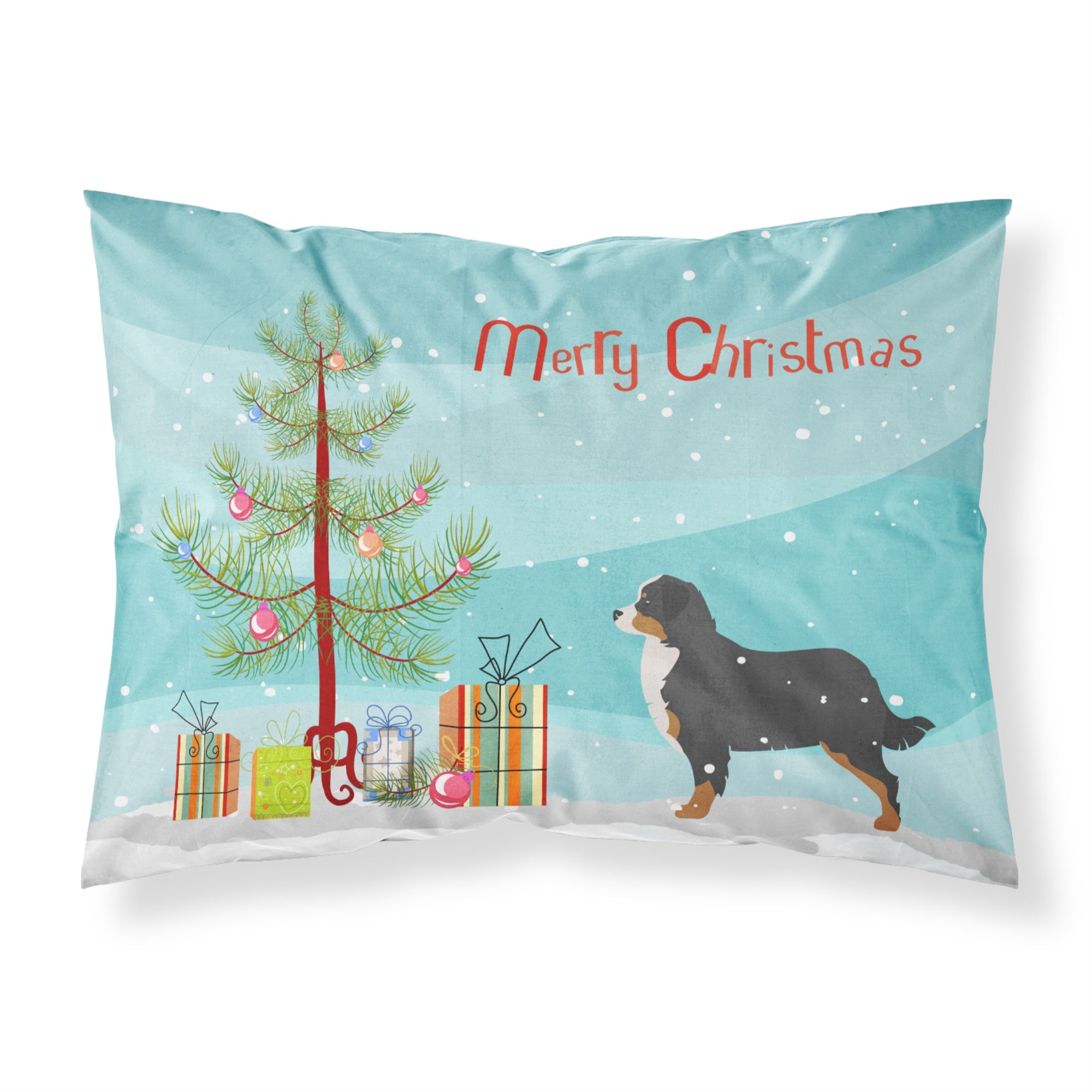 Caroline'S Treasures Christmas Tree Bernese Mountain Dog Merry Fabric Standard Pillowcase Bb2937Pillowcase