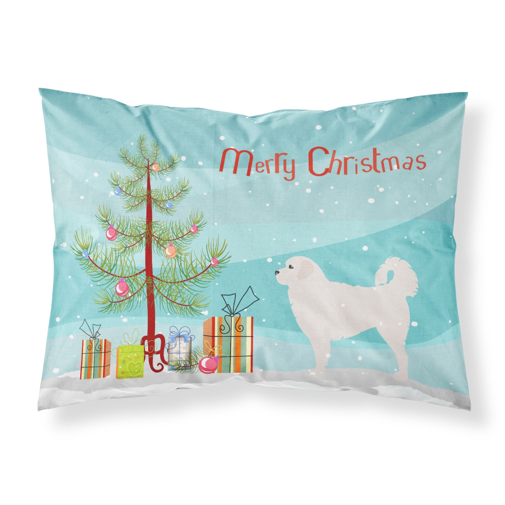 Caroline'S Treasures Christmas Tree Polish Tatra Sheepdog Merry Fabric Standard Pillowcase Bb2945Pillowcase