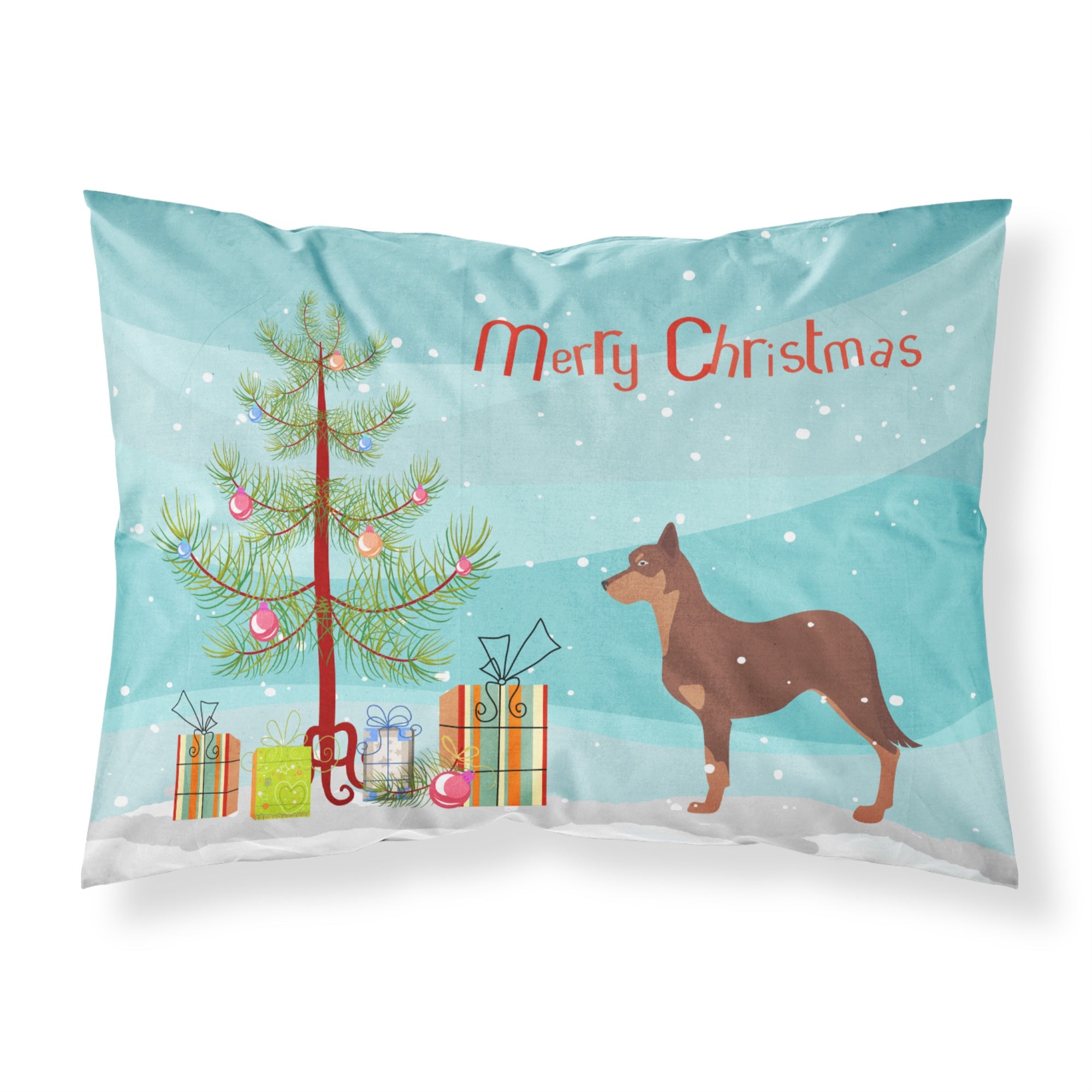 Caroline'S Treasures Christmas Tree Australian Kelpie Dog Merry Fabric Standard Pillowcase Bb2947Pillowcase