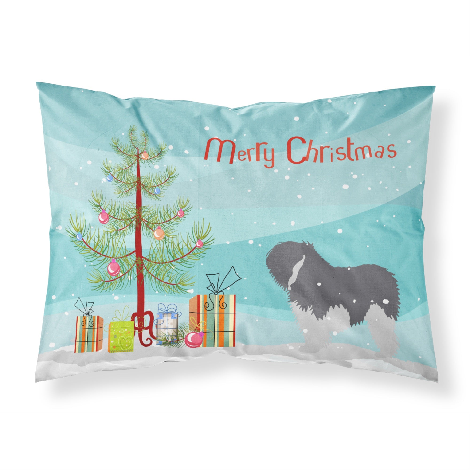 'Caroline'S Treasures Polish Lowland Sheepdog Dog Merry Christmas Tree Fabric Standard Pillowcase Bb2950Pillowcase, Multicolor'