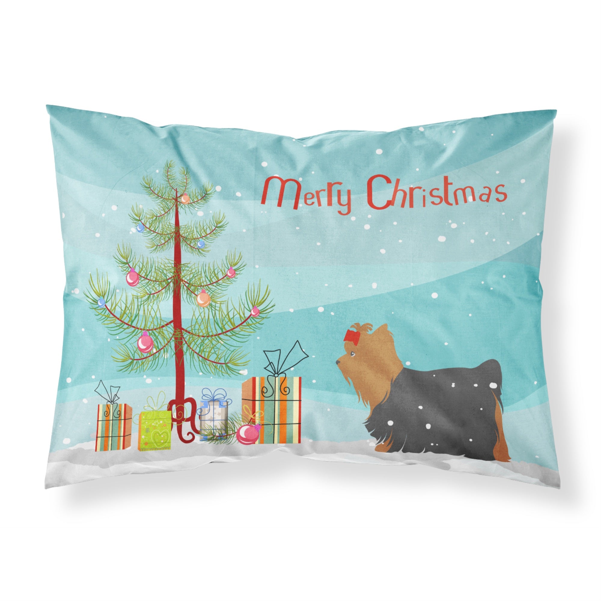 Caroline'S Treasures Christmas Tree Yorkshire Terrier Yorkie Merry Fabric Standard Pillowcase Bb2952Pillowcase