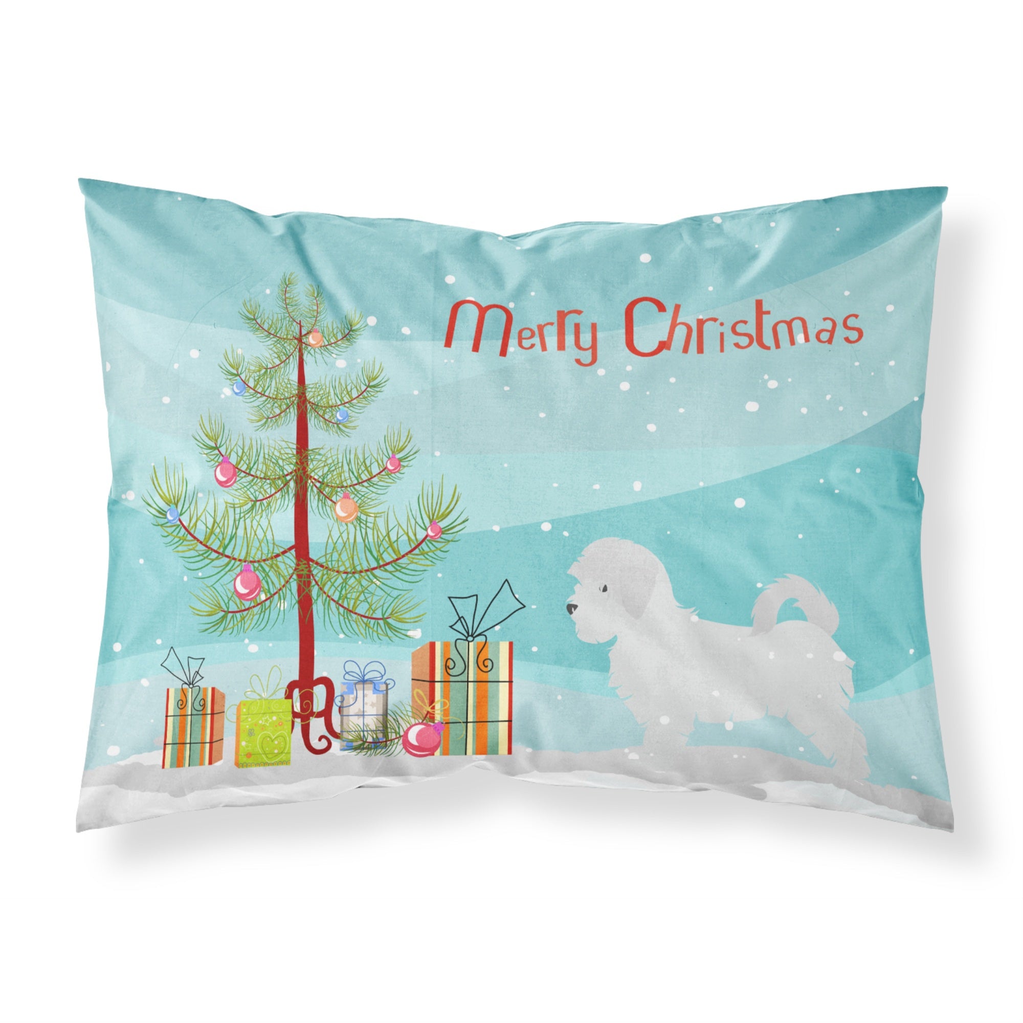 Caroline'S Treasures Christmas Tree Maltese Merry Fabric Standard Pillowcase Bb2954Pillowcase