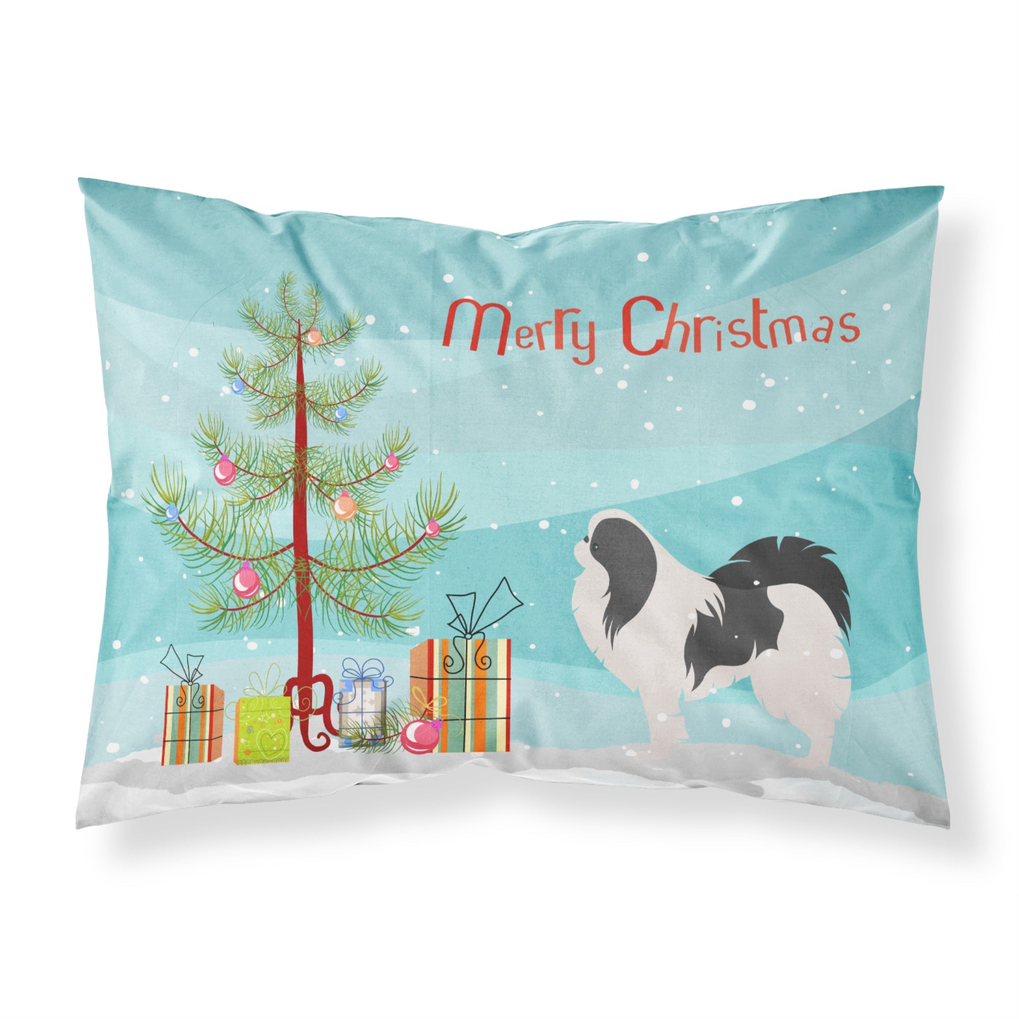 Caroline'S Treasures Christmas Tree Japanese Chin Merry Fabric Standard Pillowcase Bb2955Pillowcase