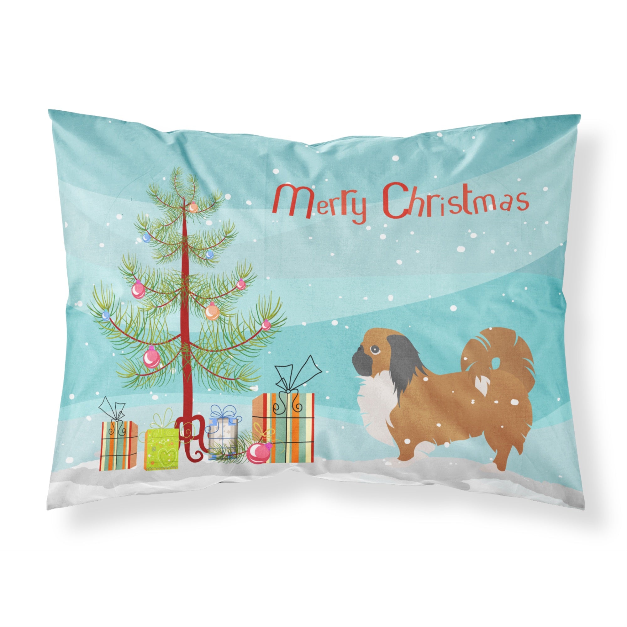 Caroline'S Treasures Christmas Tree Pekingese Merry Fabric Standard Pillowcase Bb2956Pillowcase