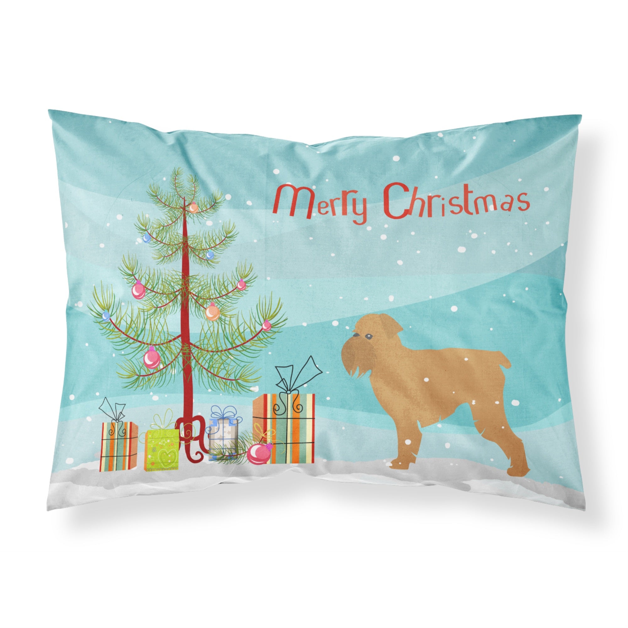 Caroline'S Treasures Christmas Tree Brussels Griffon Merry Fabric Standard Pillowcase Bb2958Pillowcase