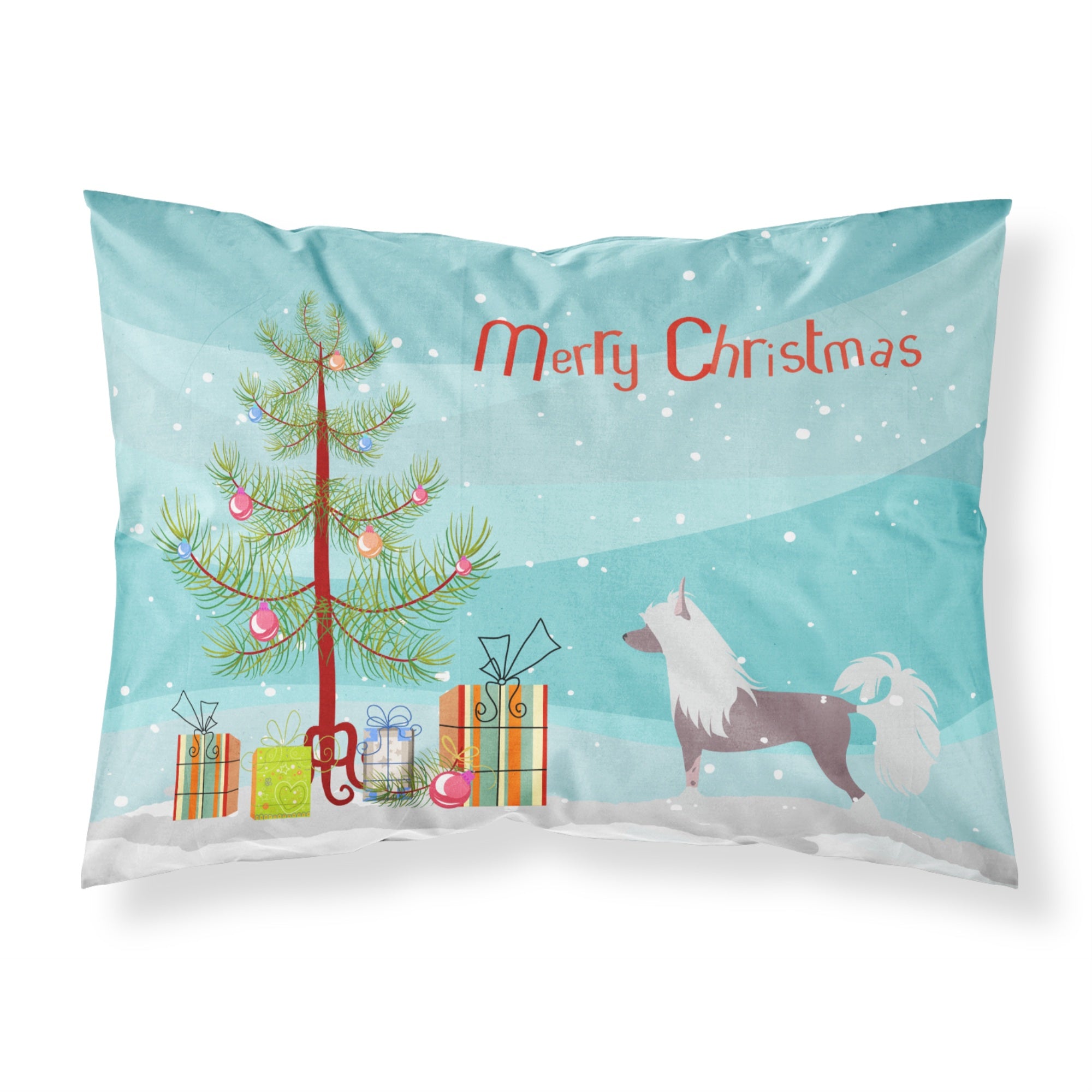 Caroline'S Treasures Christmas Tree Chinese Crested Merry Fabric Standard Pillowcase Bb2961Pillowcase