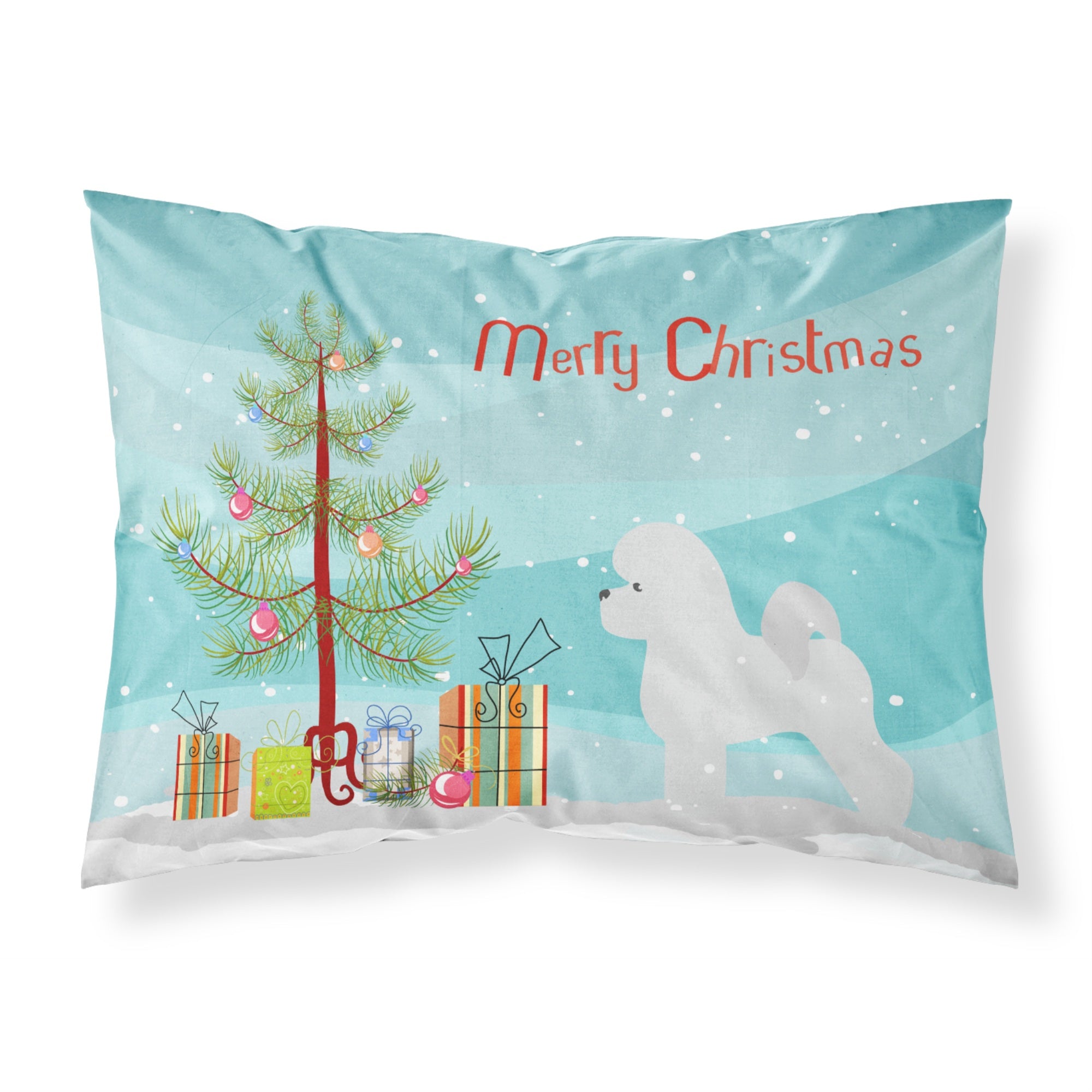 Caroline'S Treasures Christmas Tree Bichon Frise Merry Fabric Standard Pillowcase Bb2963Pillowcase