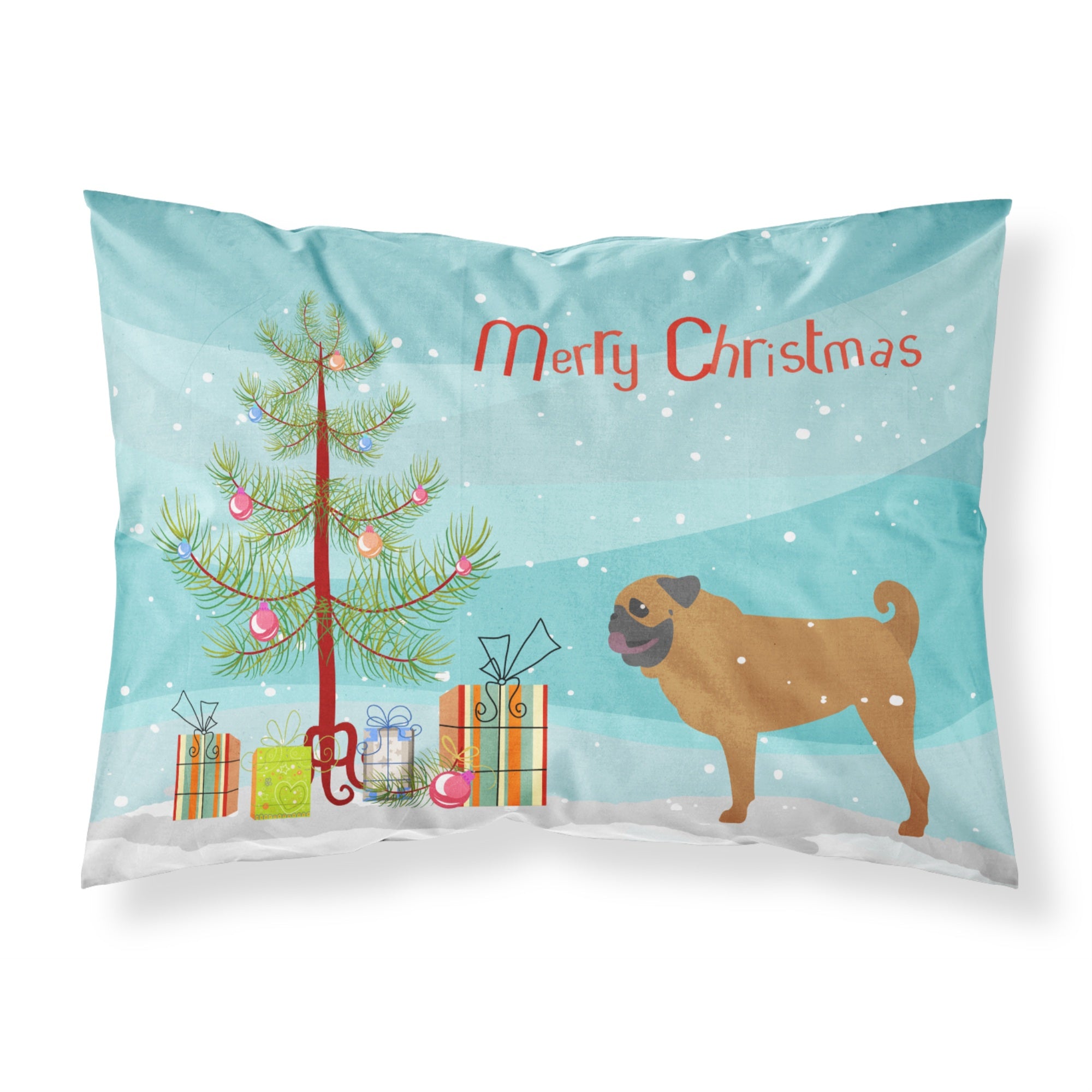 'Caroline'S Treasures Pug Merry Christmas Tree Fabric Standard Pillowcase Bb2965Pillowcase,'