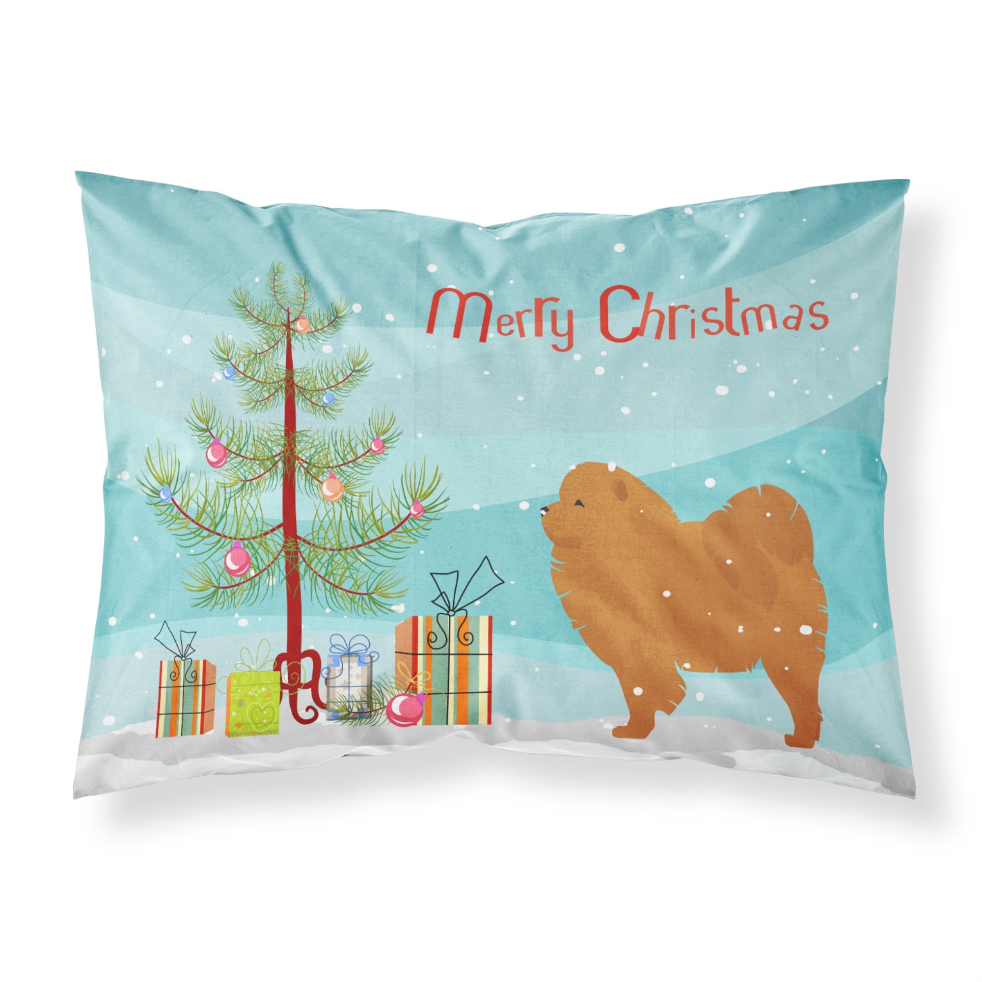 Caroline'S Treasures Christmas Tree Chow Merry Fabric Standard Pillowcase Bb2969Pillowcase