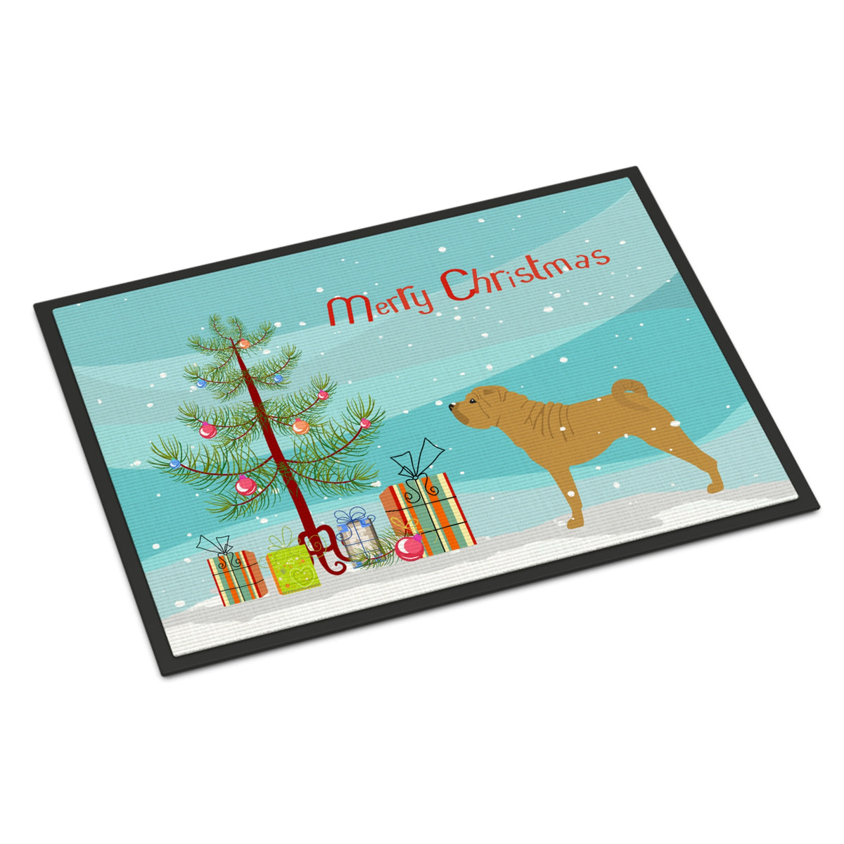 CarolineS Treasures Shar Pei Merry Christmas Tree Indoor Or Outdoor Mat 18X27 Bb2970Mat 18 Inch  Inch  X 27 Inch  Inch  Multicolor