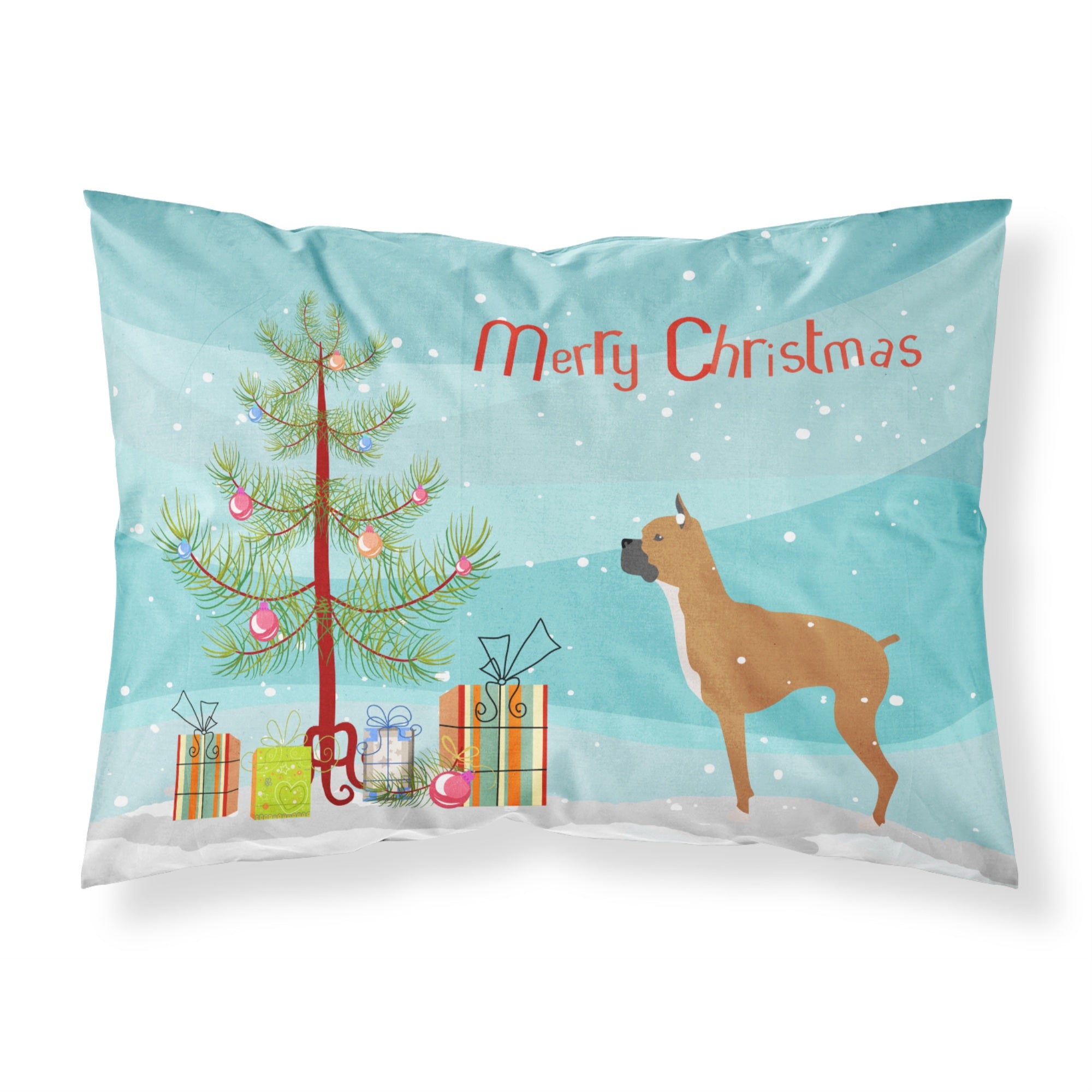 Caroline'S Treasures Christmas Tree Boxer Merry Fabric Standard Pillowcase Bb2971Pillowcase