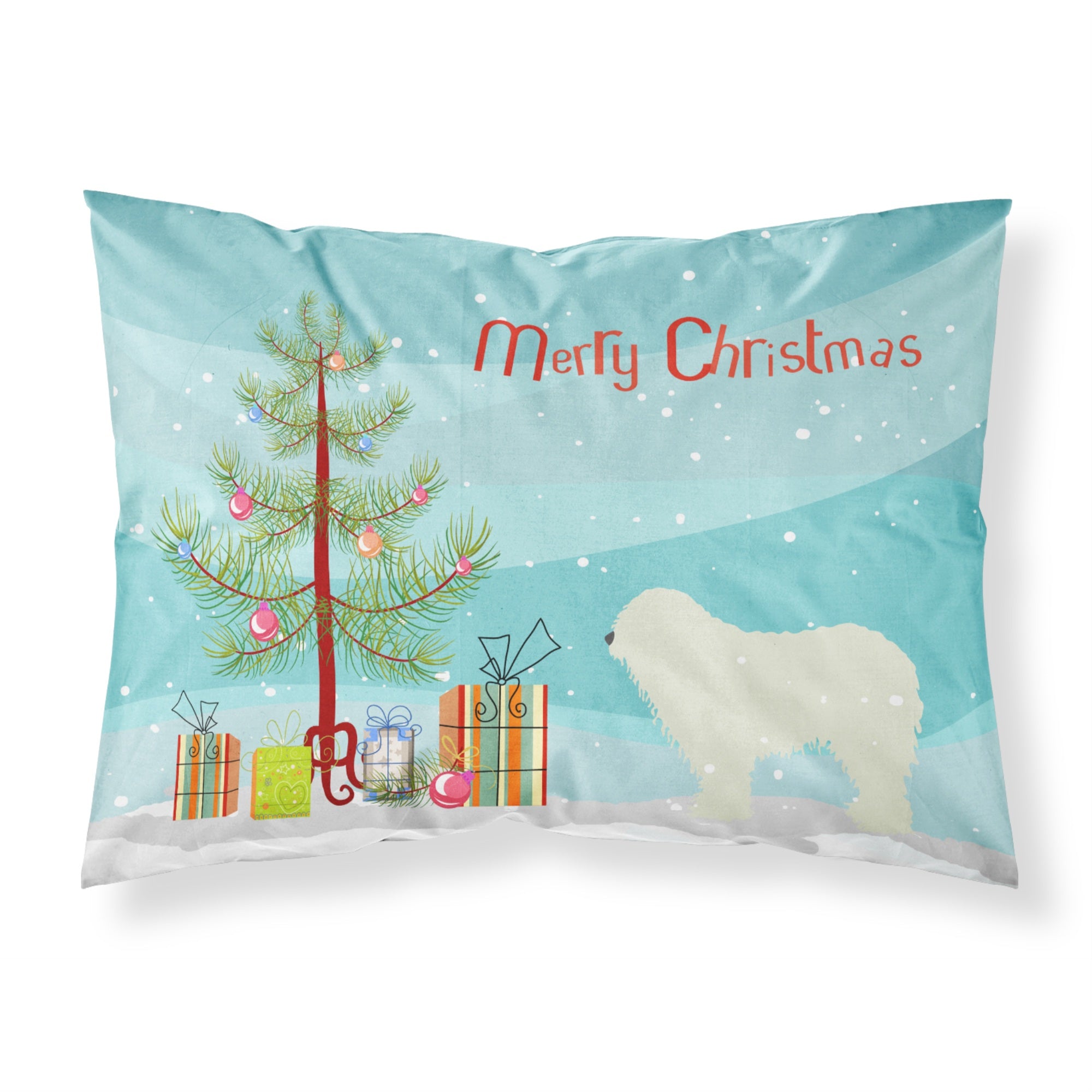 Caroline'S Treasures Christmas Tree Komondor Merry Fabric Standard Pillowcase Bb2973Pillowcase