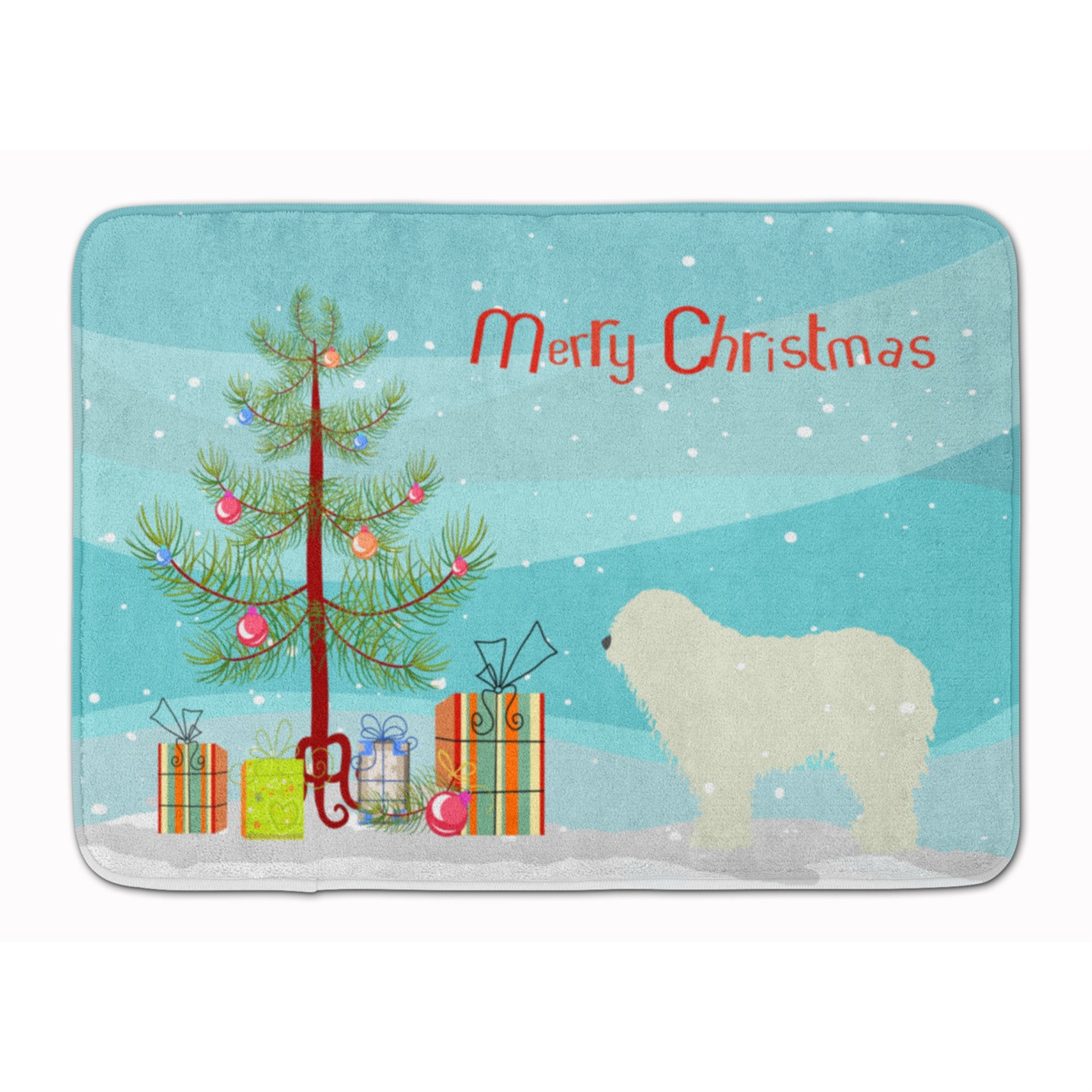 Carolines Treasures Komondor Merry Christmas Tree Floor Mat, 19 x 27, Multicolor