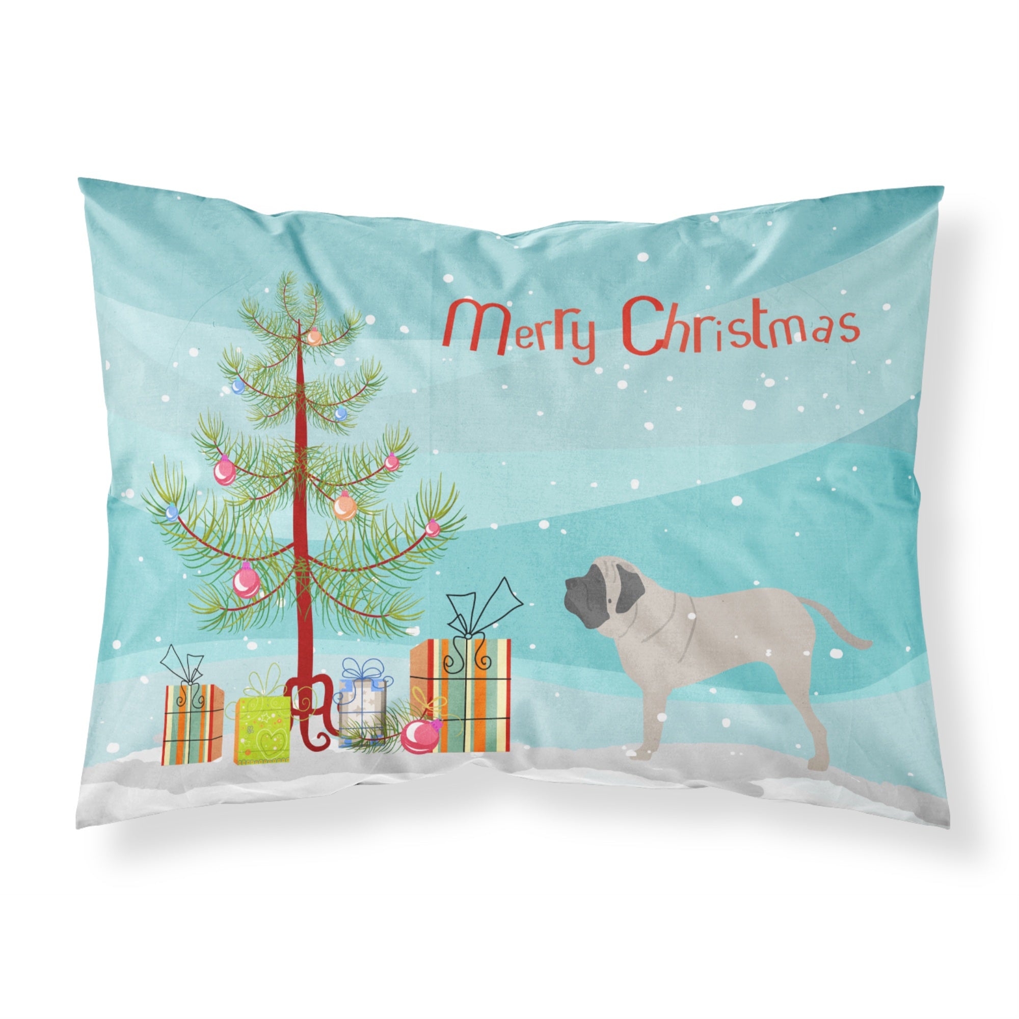 Caroline'S Treasures Christmas Tree English Mastiff Merry Fabric Standard Pillowcase Bb2974Pillowcase
