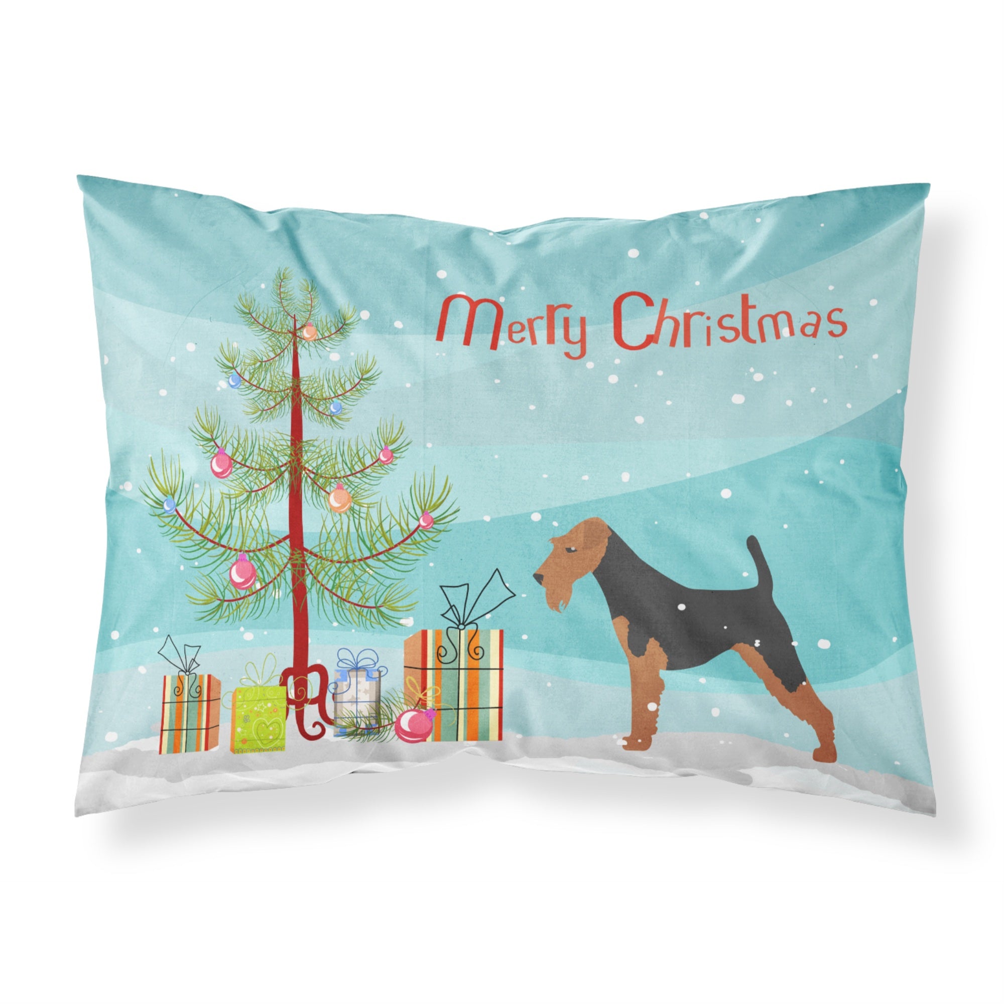 Caroline'S Treasures Christmas Tree Airedale Terrier Merry Fabric Standard Pillowcase Bb2975Pillowcase